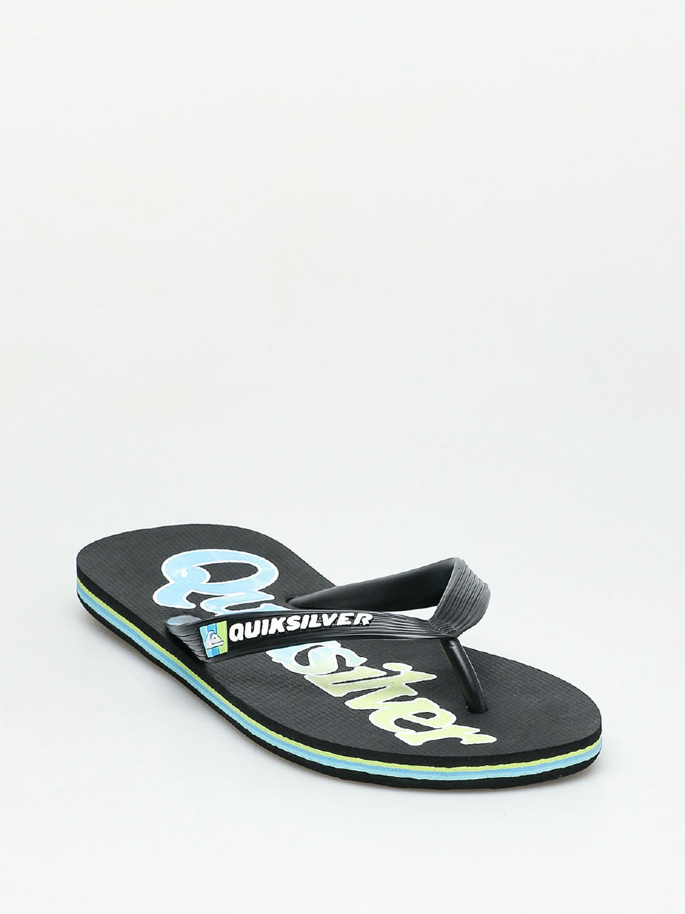 papuci de plajă Quiksilver Molokai Wordmark Fineline (black/green/blue)