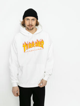 Hanorac cu glugă Thrasher Flame HD (white)