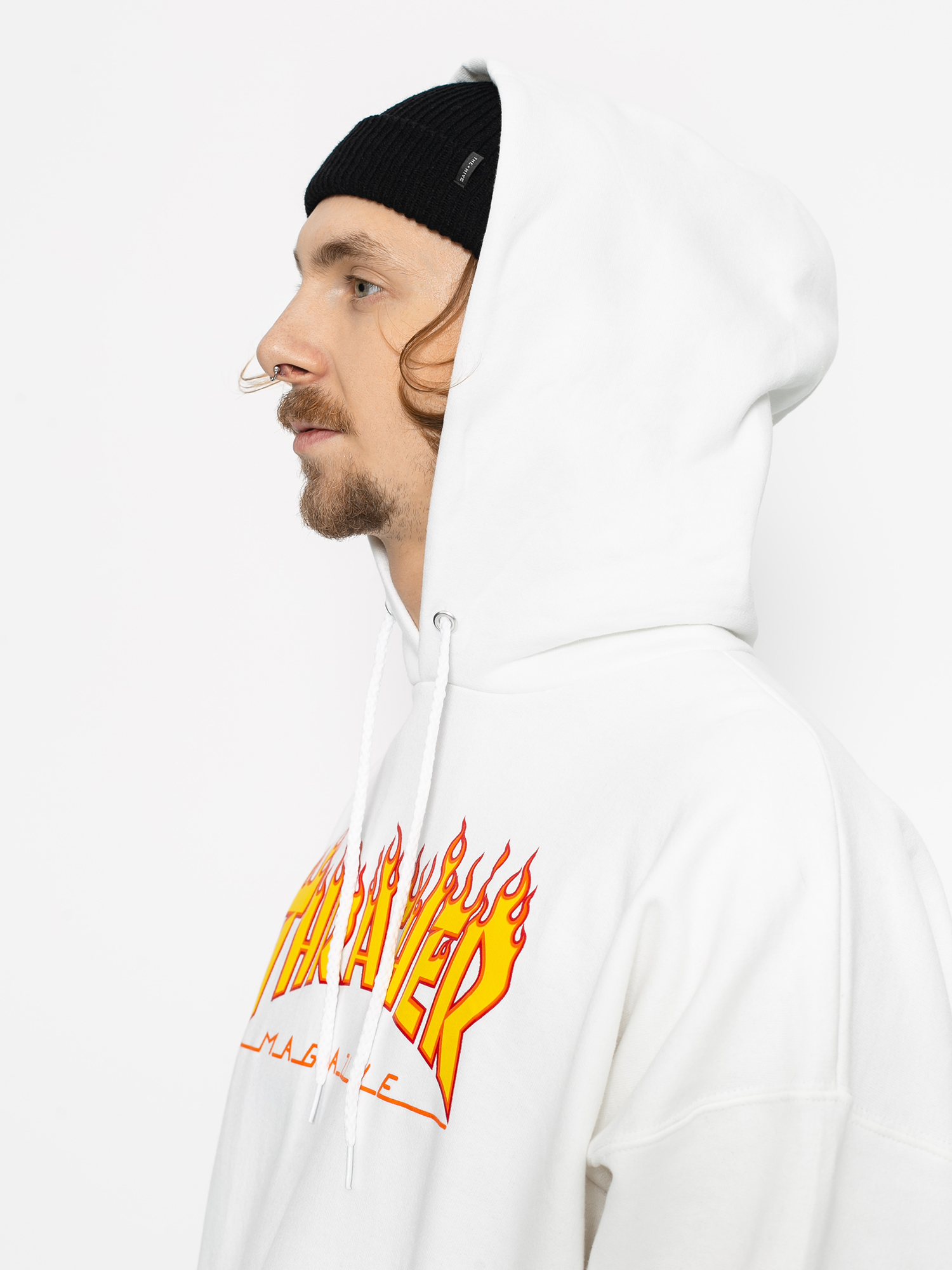 Hanorac cu glugă Thrasher Flame HD (white)