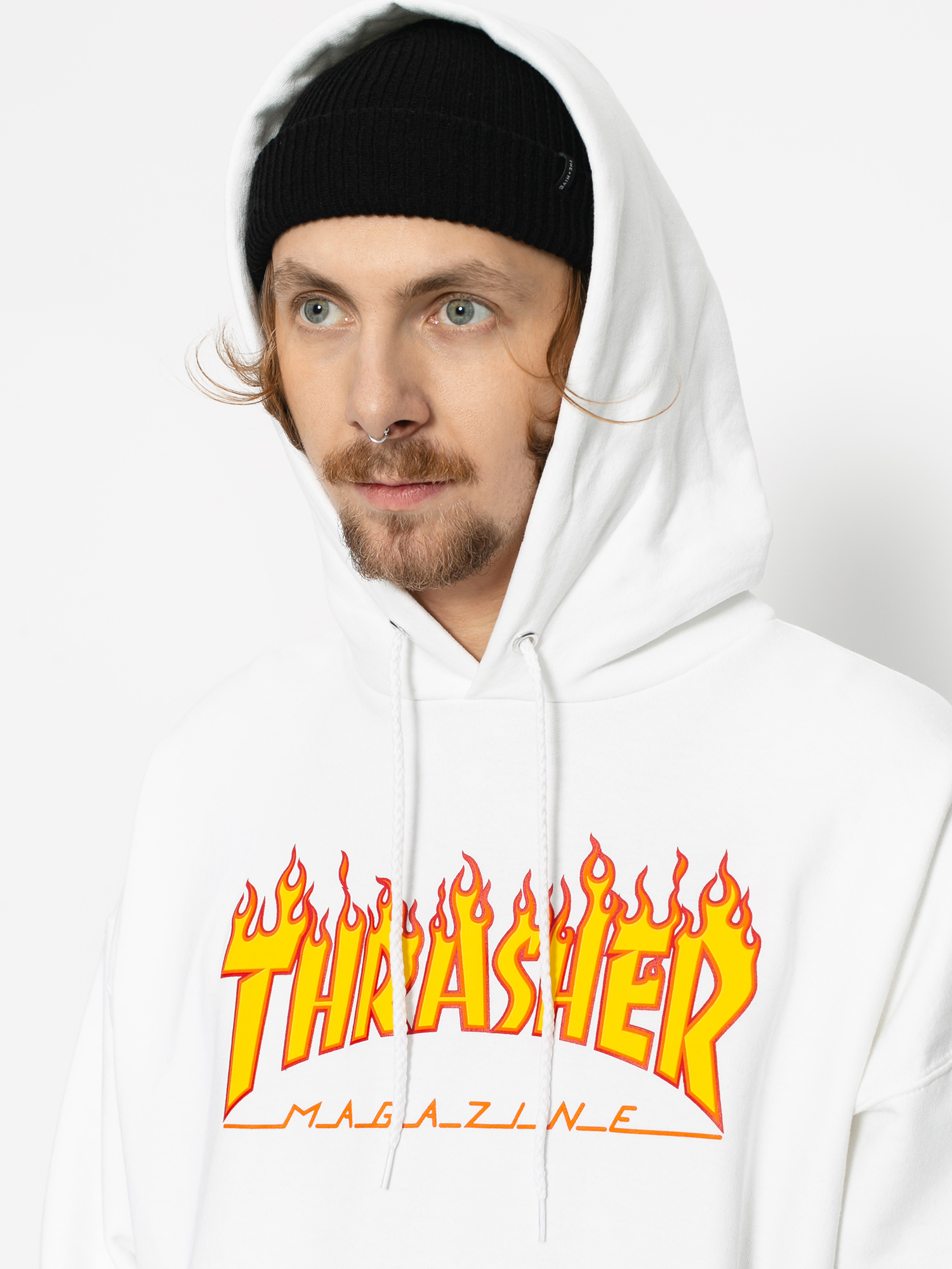 Hanorac cu glugă Thrasher Flame HD (white)