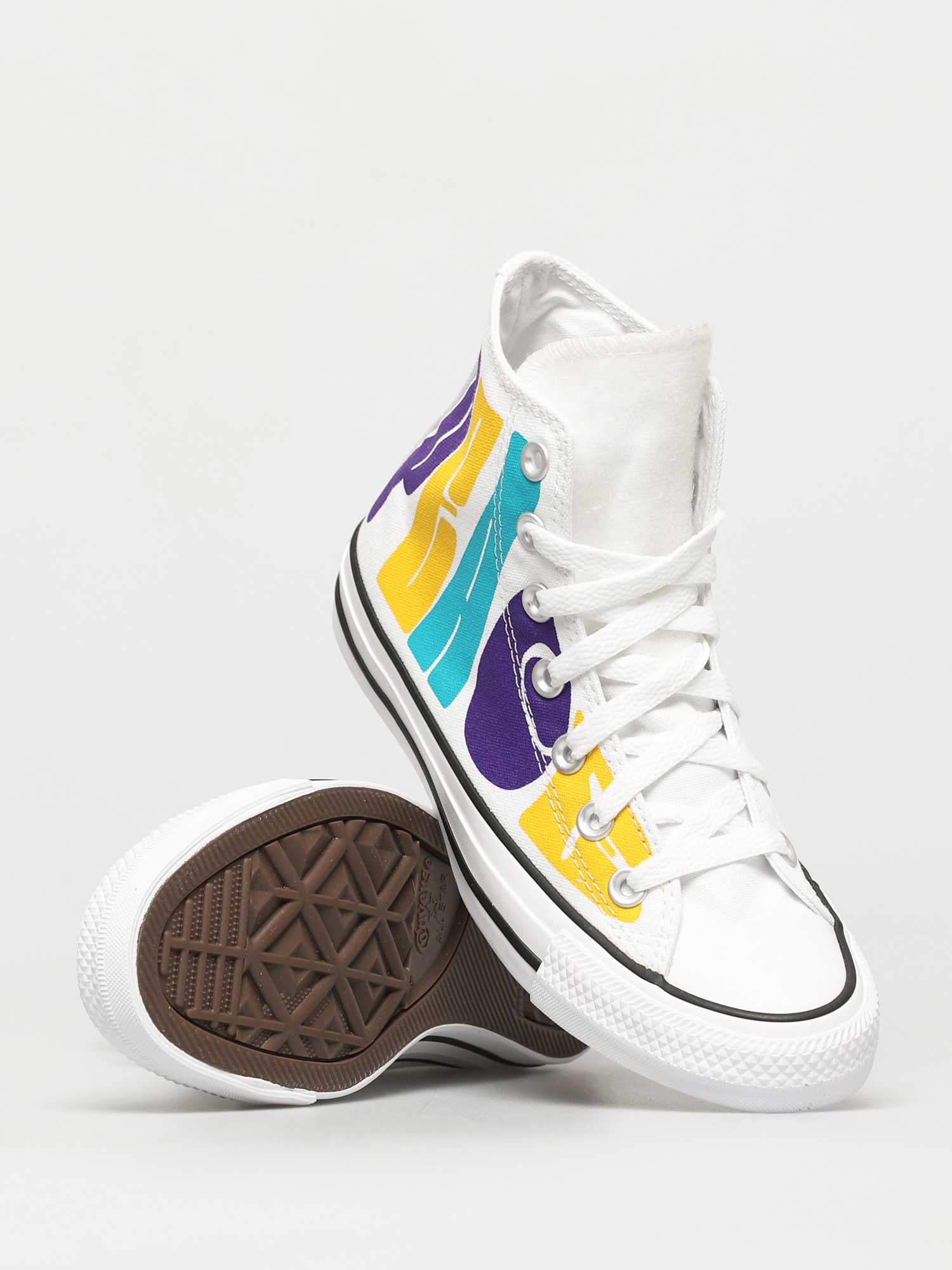 Teniși Converse Chuck Taylor All Star Hi (white/court purple/amarillo)