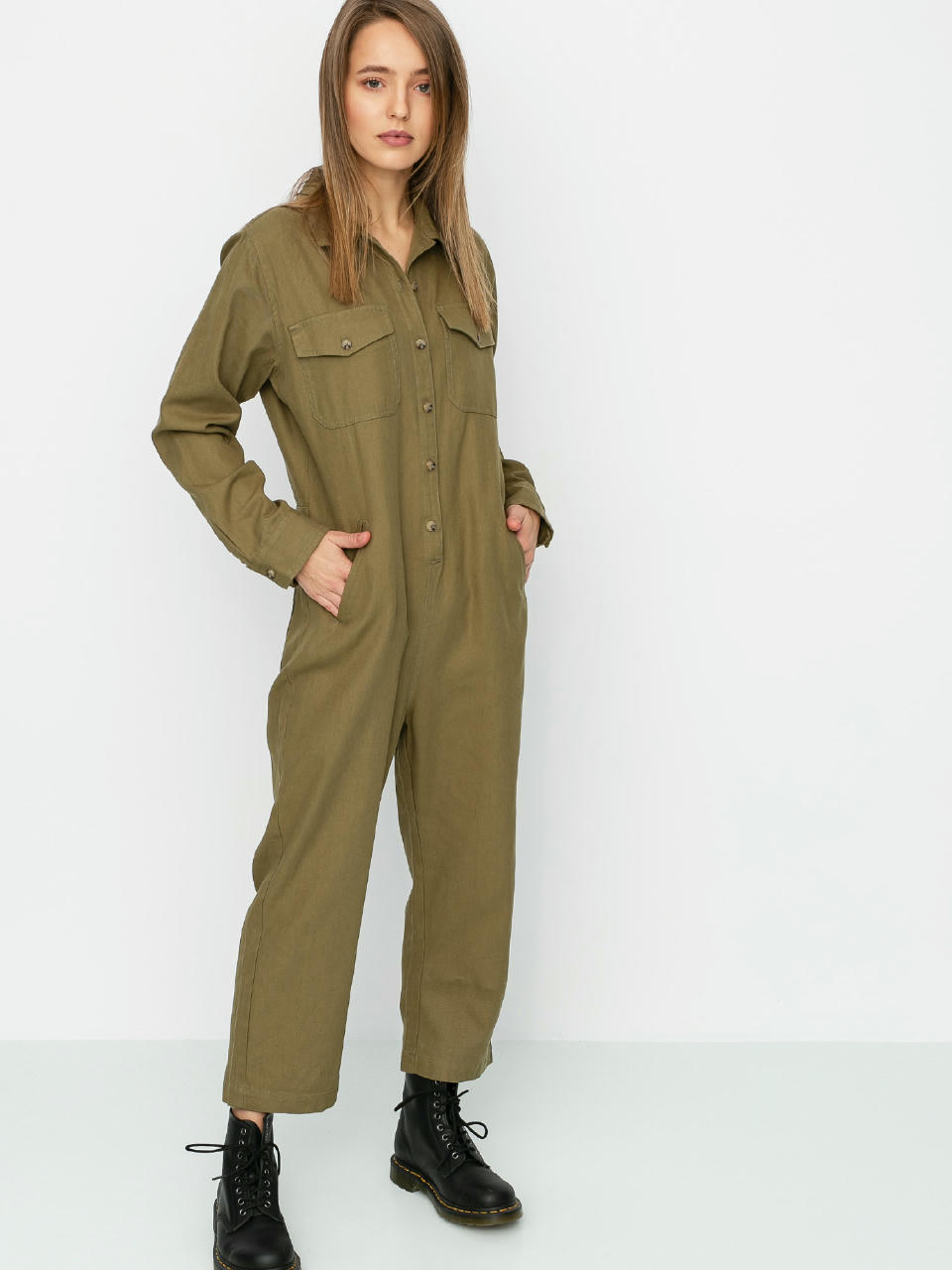 Pentru femei Costum schi Brixton Melbourne Crop Coverall (washed olive)