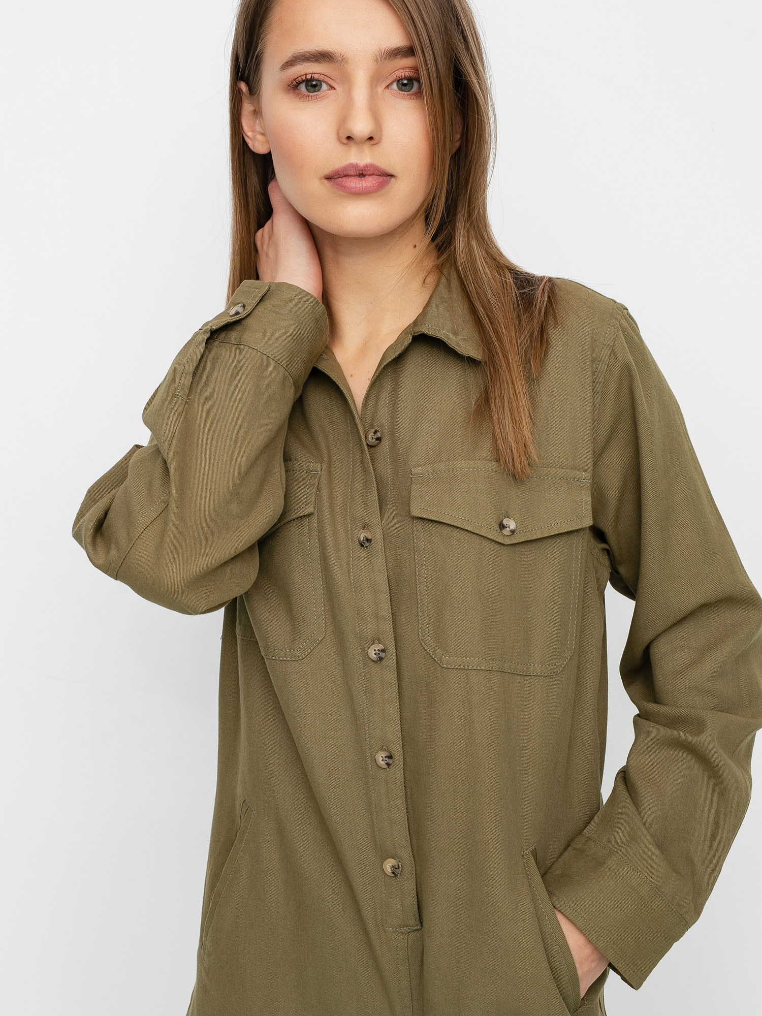 Pentru femei Costum schi Brixton Melbourne Crop Coverall (washed olive)