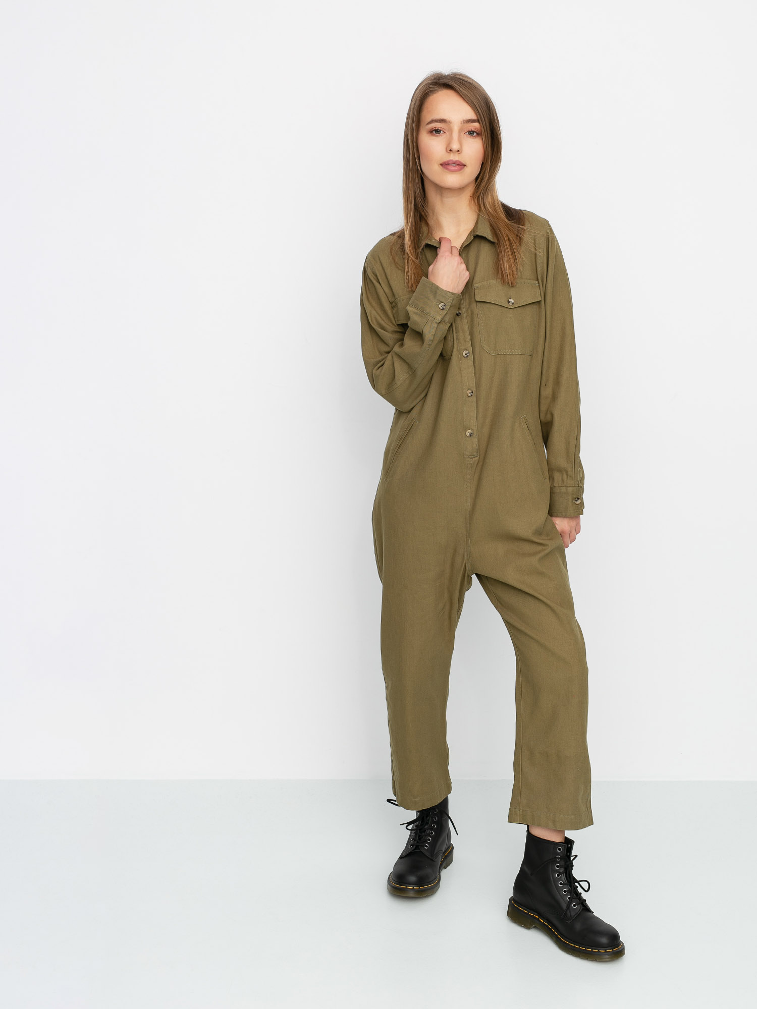 Pentru femei Costum schi Brixton Melbourne Crop Coverall (washed olive)