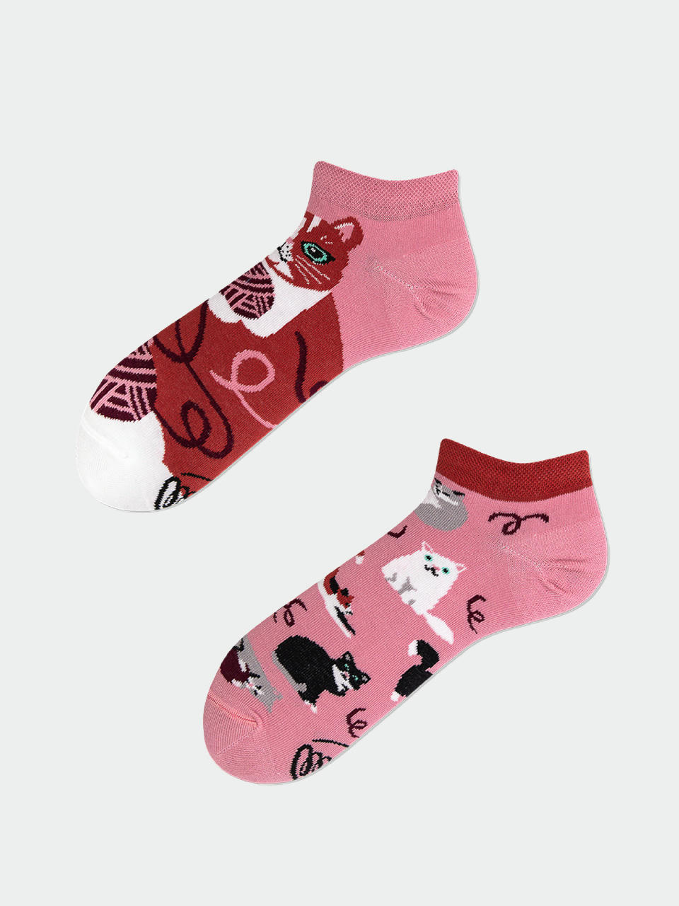 Șosete Many Mornings Playful Cat Low (pink/burgundy)