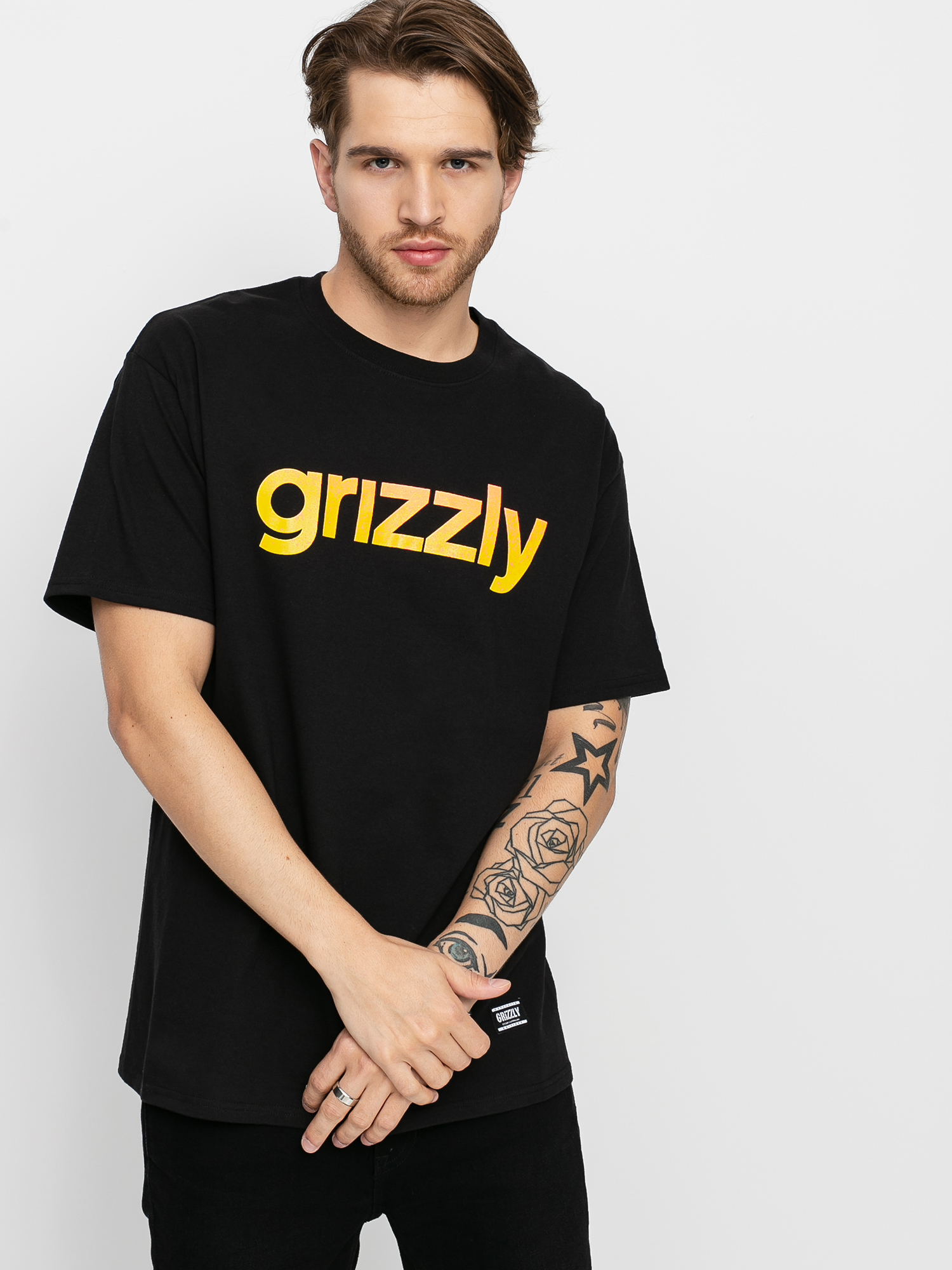 Tricou Grizzly Griptape X Champion Lowercase Fadeaway (black)