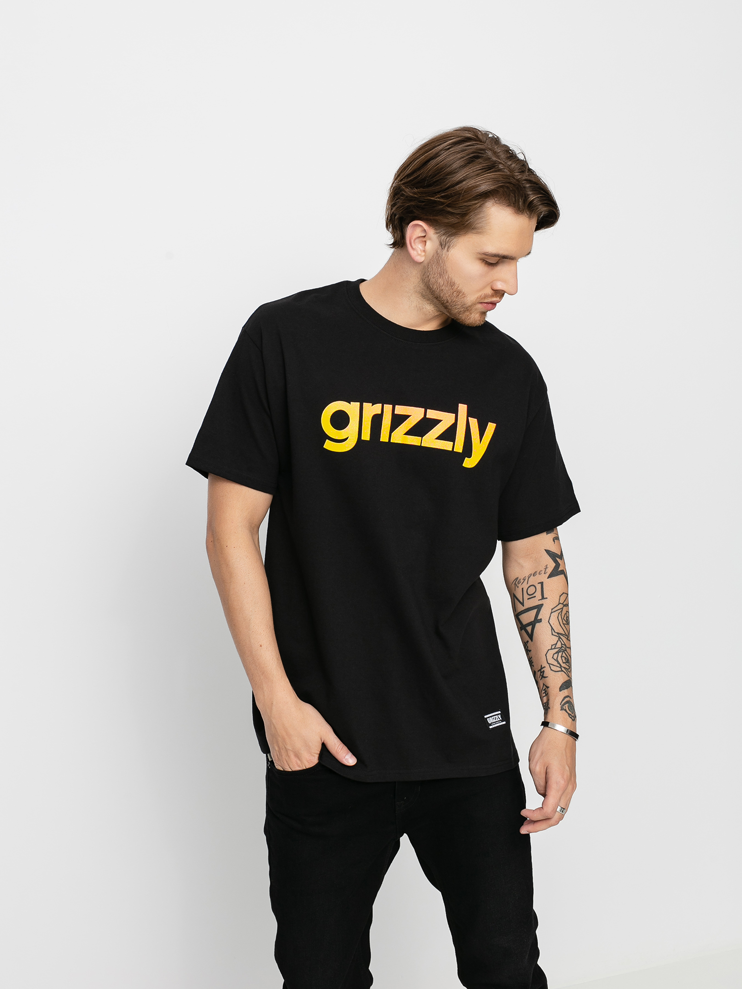 Tricou Grizzly Griptape X Champion Lowercase Fadeaway (black)