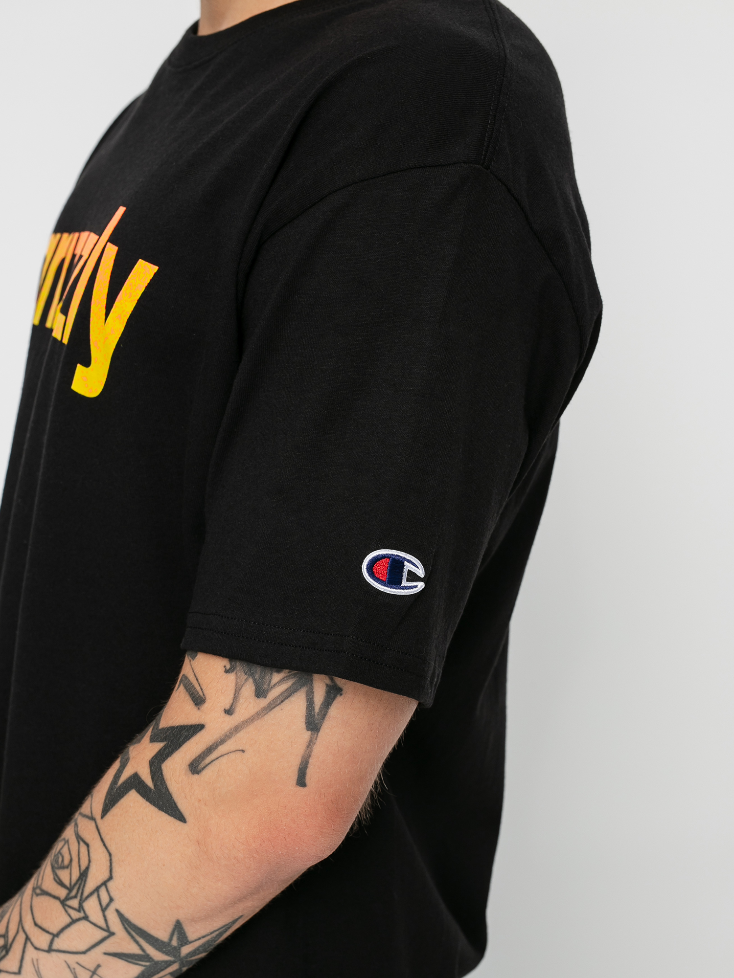 Tricou Grizzly Griptape X Champion Lowercase Fadeaway (black)