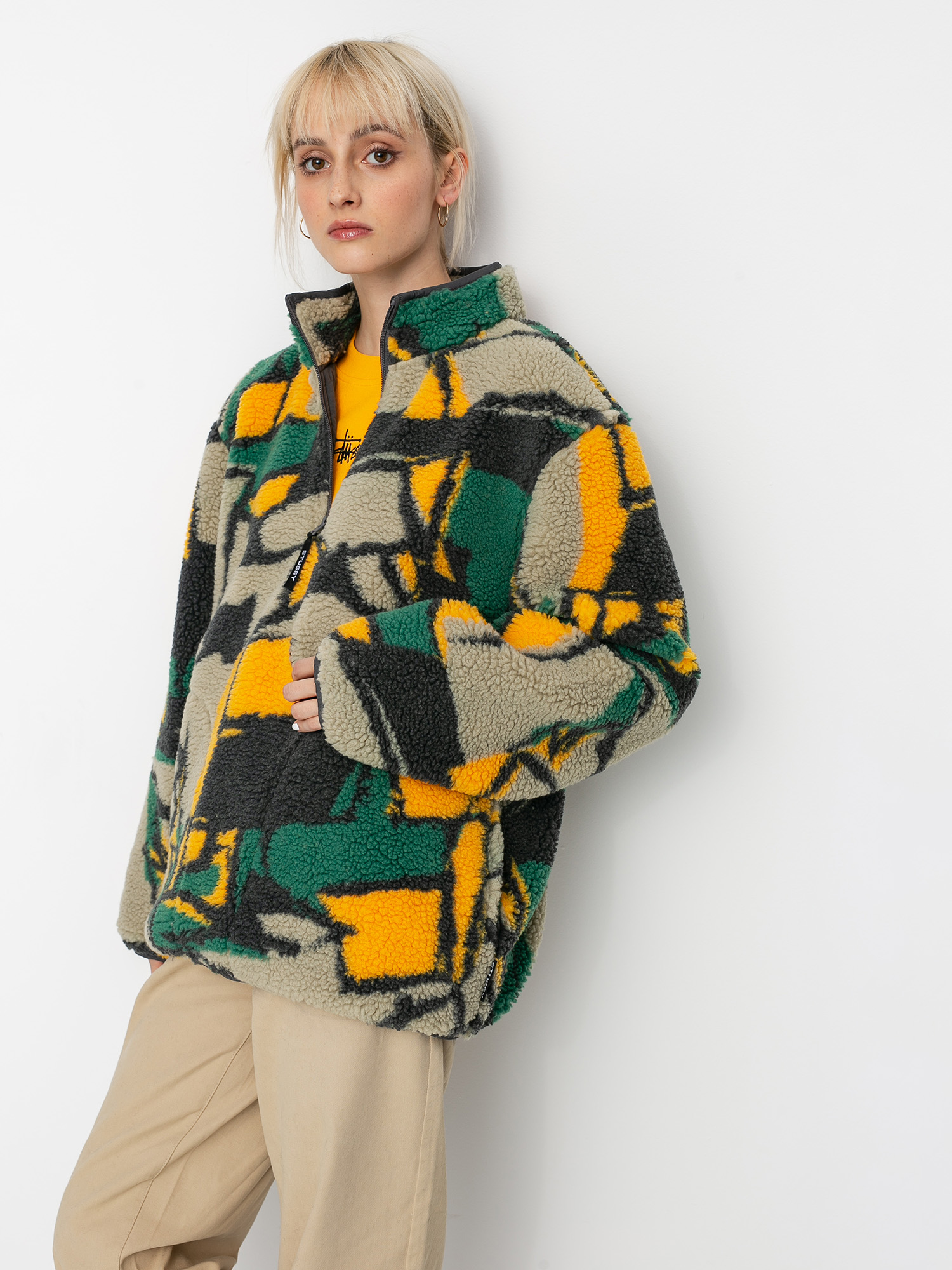 Pentru femei Stussy Hanorac din fleece Block Sherpa (multi)