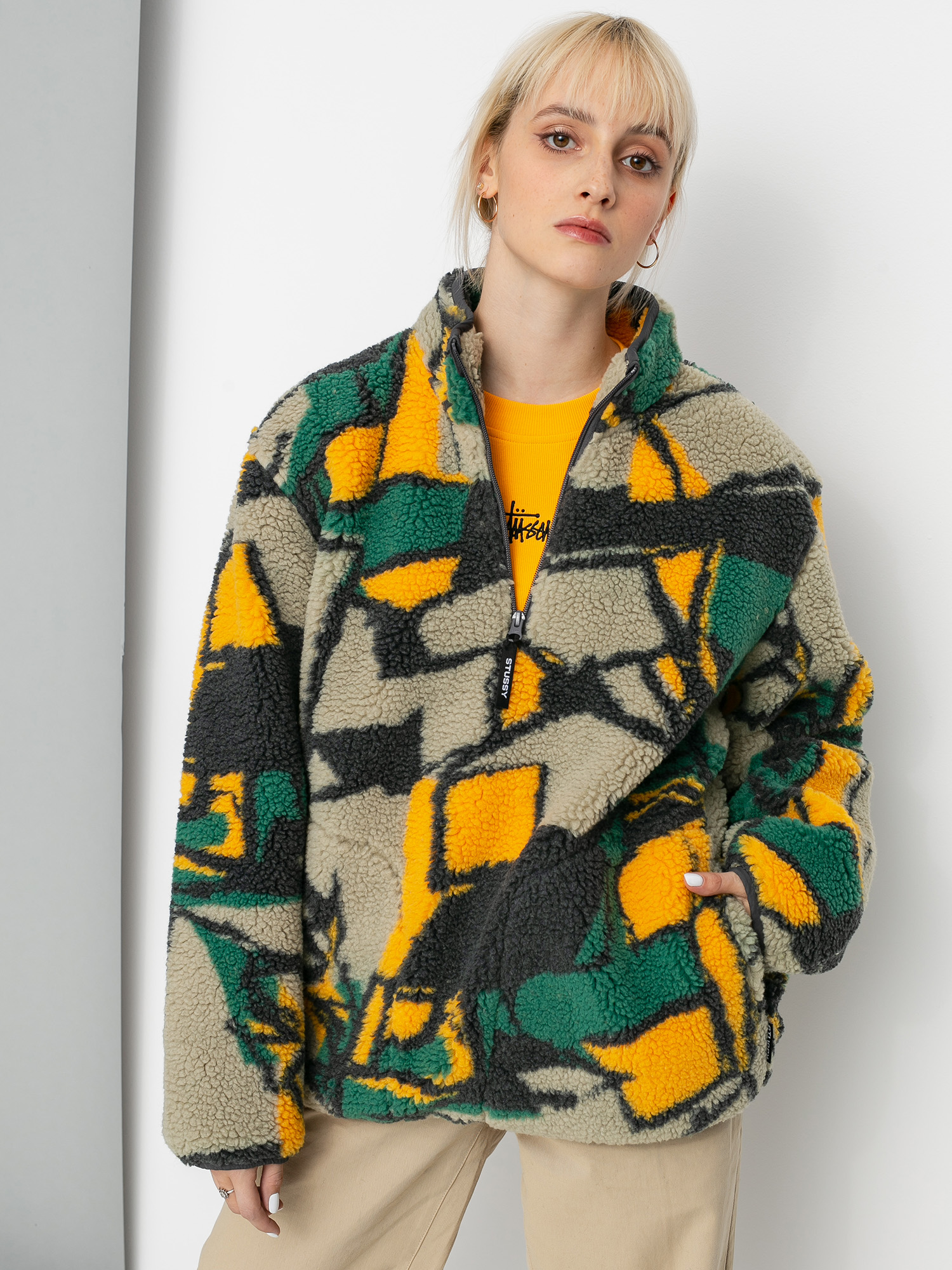 Pentru femei Stussy Hanorac din fleece Block Sherpa (multi)