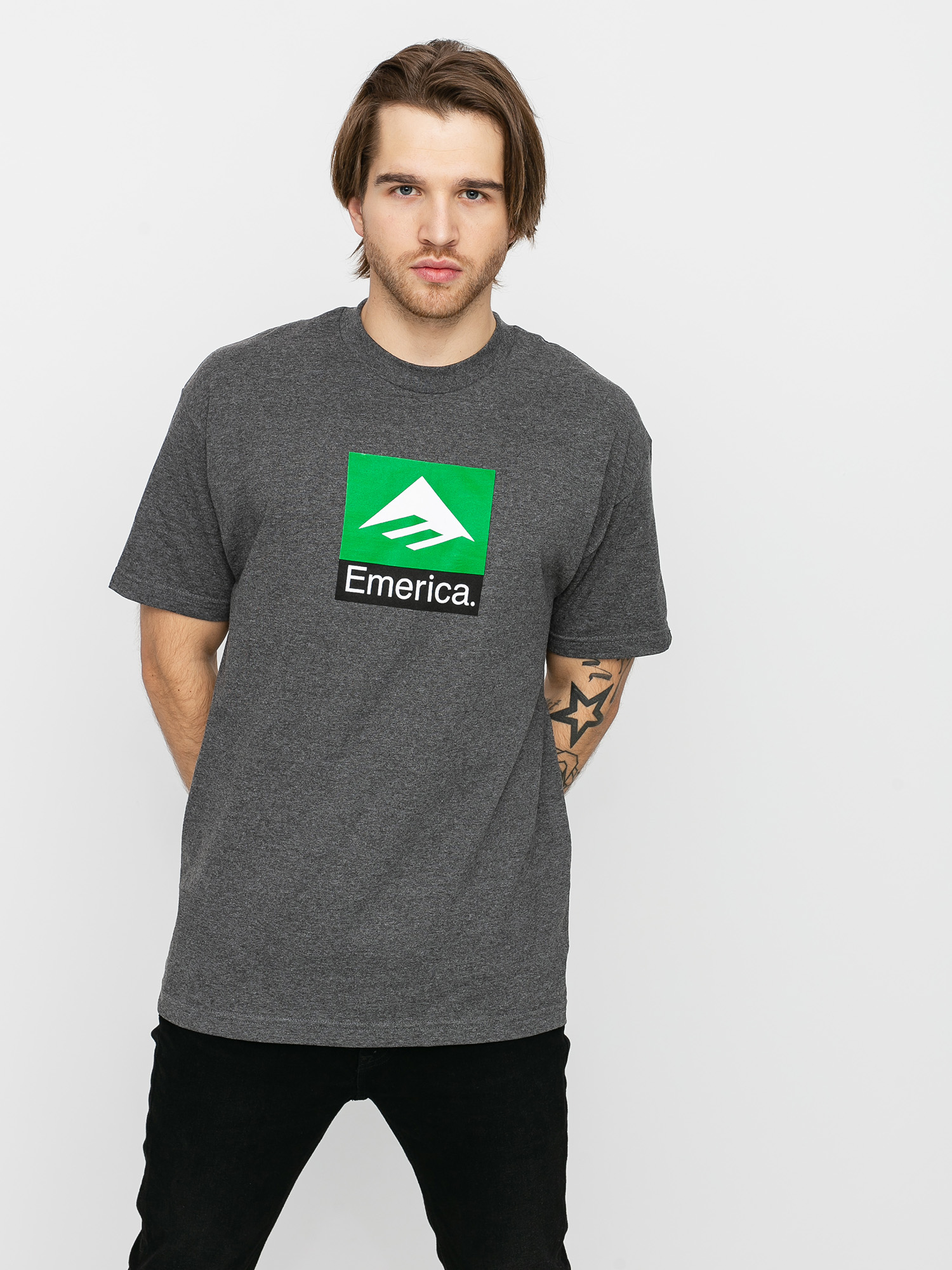 Tricou Emerica Classic Combo (charcoal/heather)