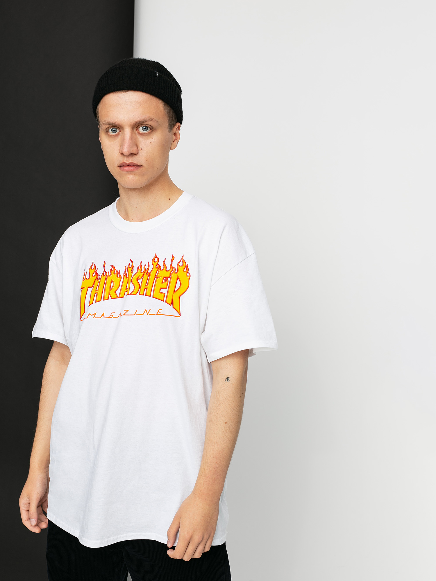 Tricou Thrasher Flame Logo (white)