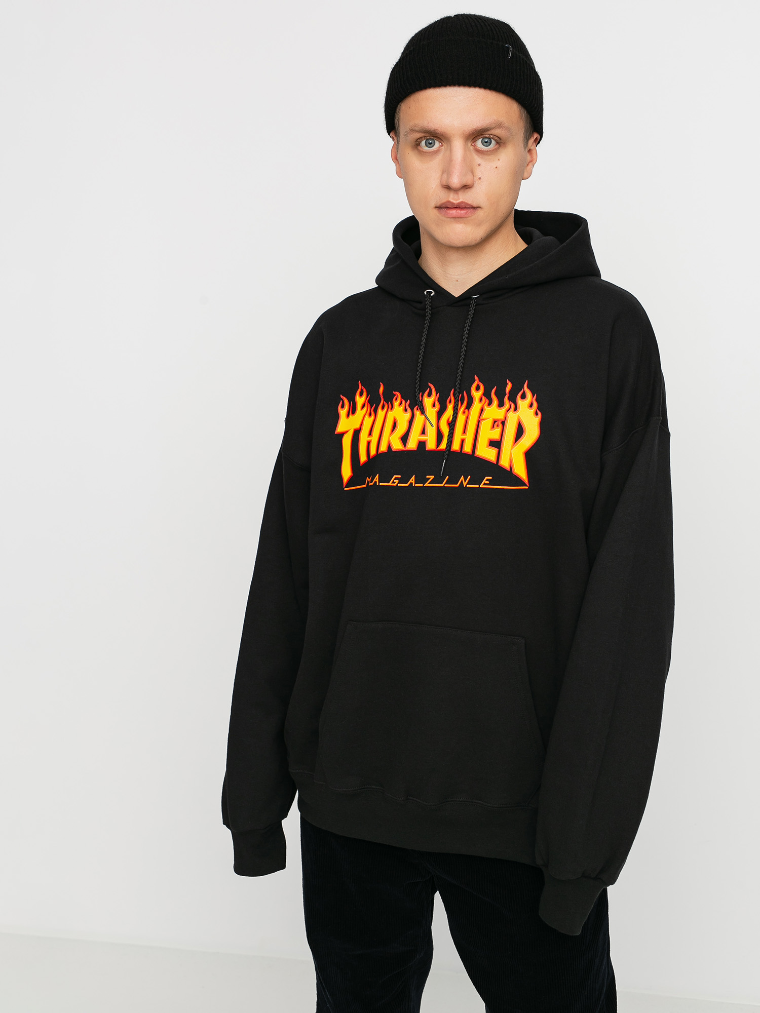 Hanorac cu glugă Thrasher Flame HD (black)