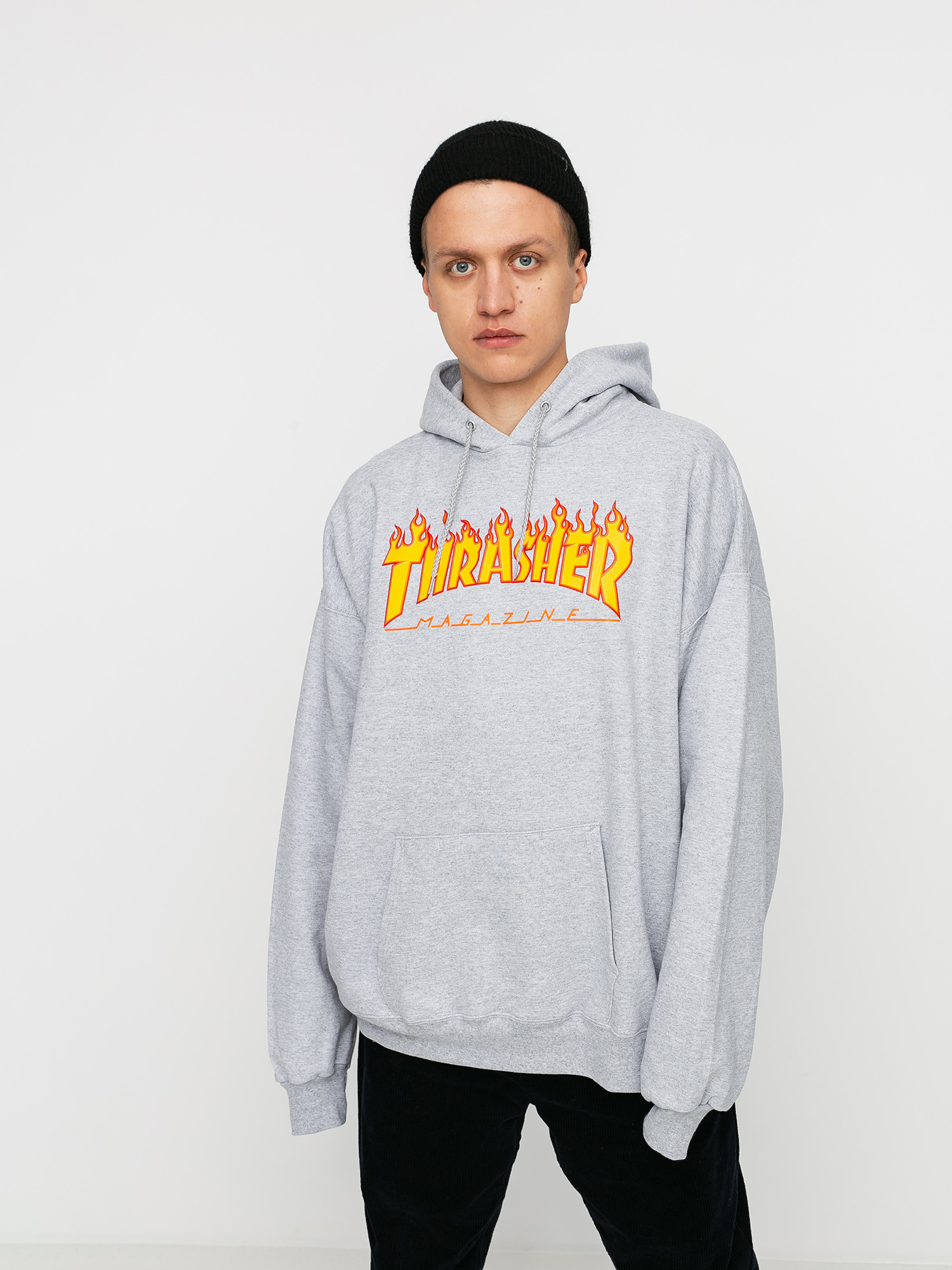 Hanorac cu glugă Thrasher Flame HD (grey)