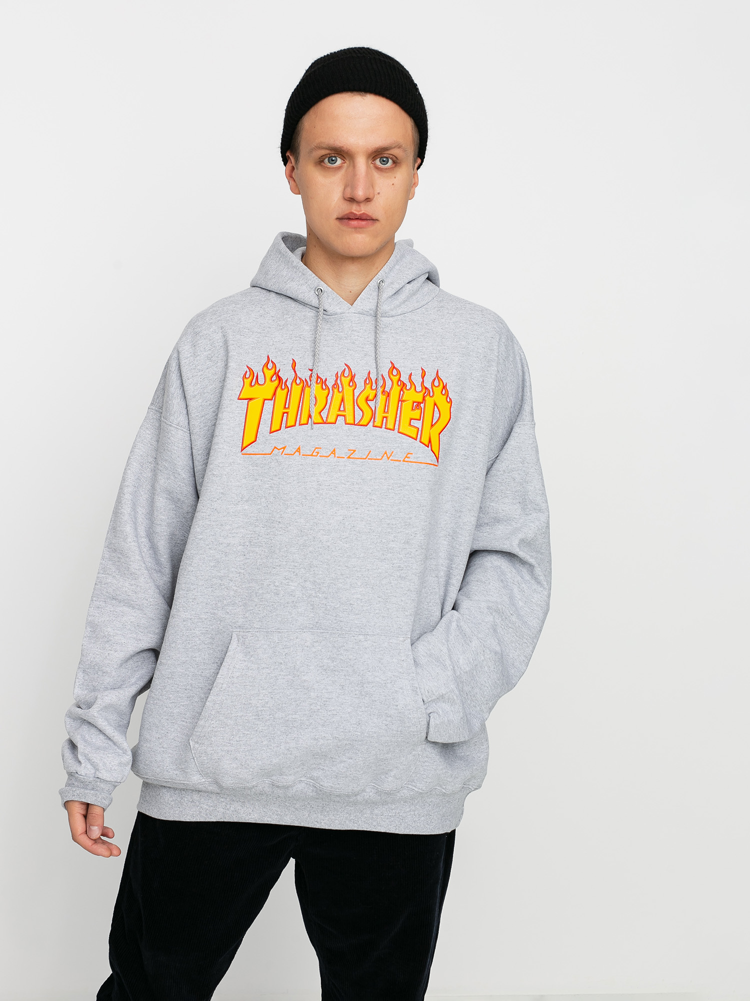 Hanorac cu glugă Thrasher Flame HD (grey)
