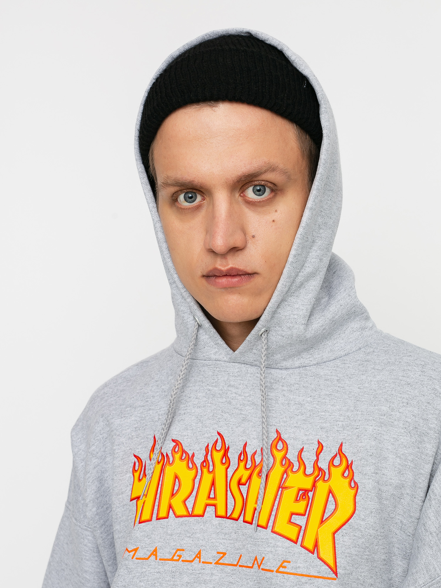 Hanorac cu glugă Thrasher Flame HD (grey)