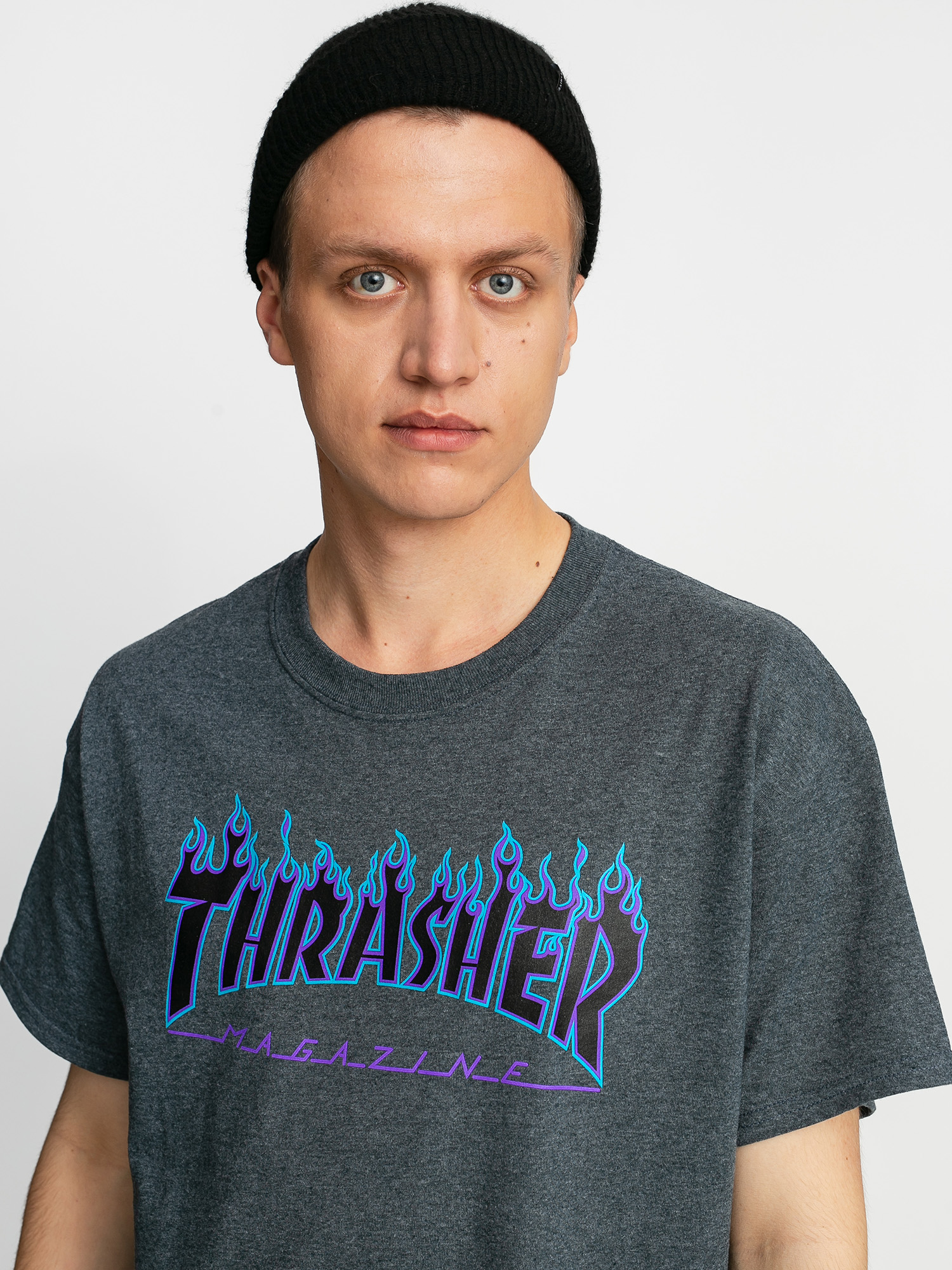 Tricou Thrasher Flame Logo (dark heather)