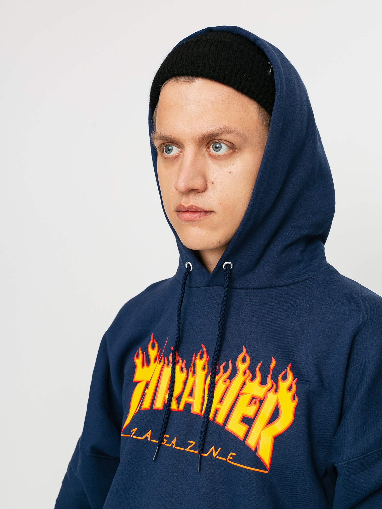 Hanorac cu glugă Thrasher Flame HD (navy)