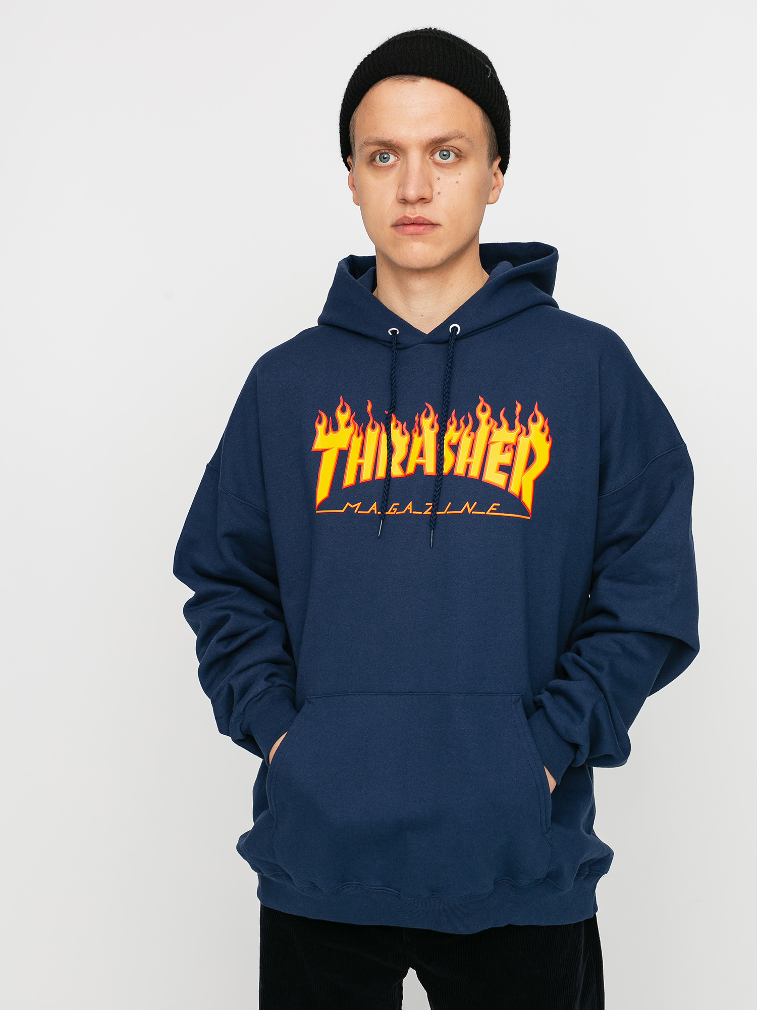 Hanorac cu glugă Thrasher Flame HD (navy)