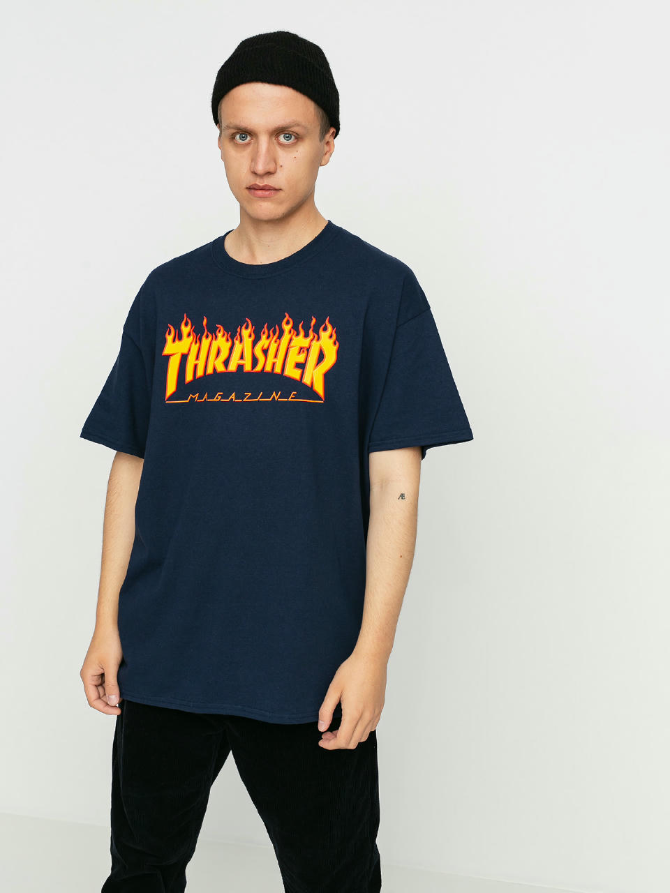 Tricou Thrasher Flame Logo (navy/blue)