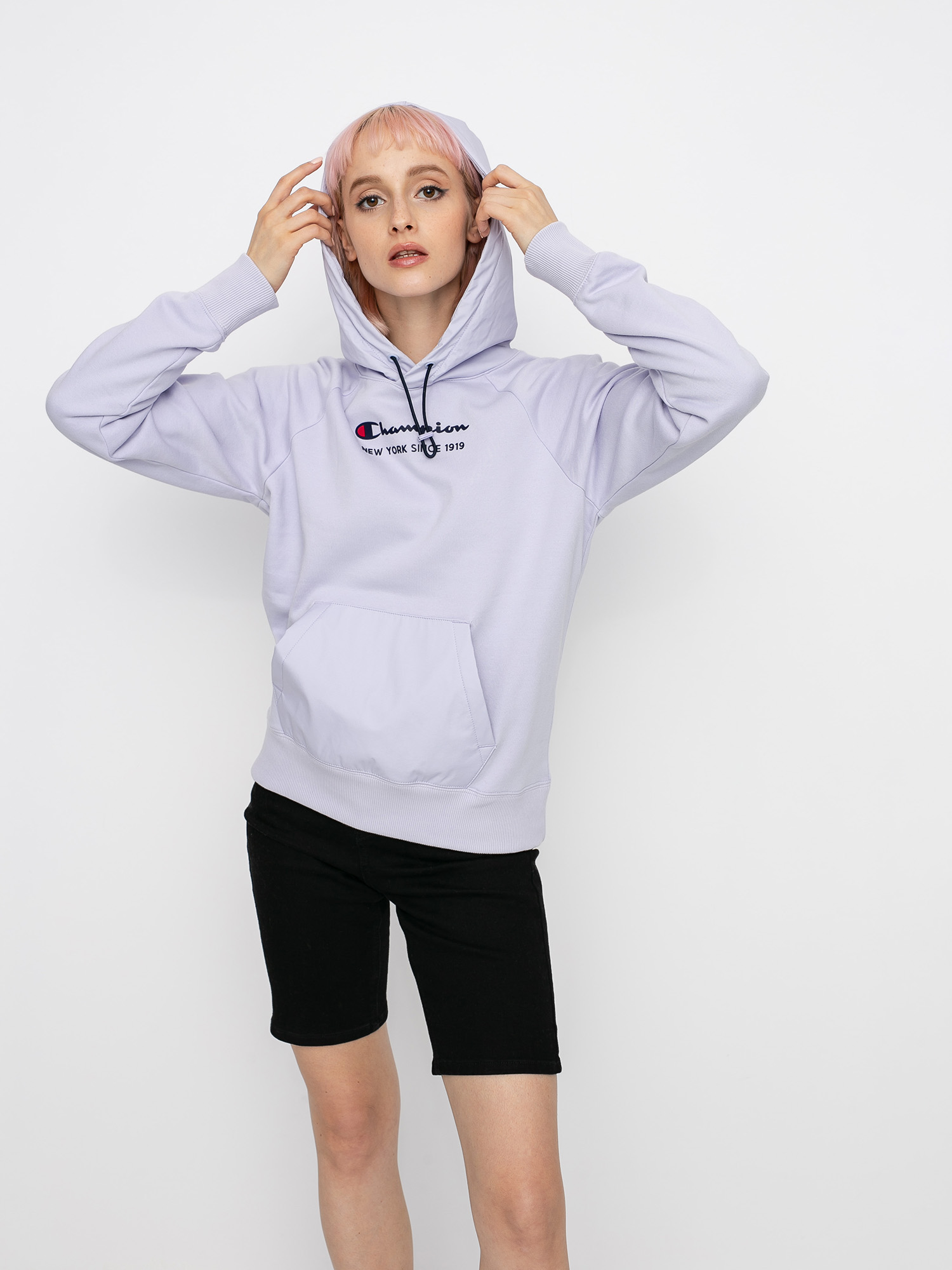 Hanorac cu glugă Champion Sweatshirt HD 113275 Wmn (lac/lac)
