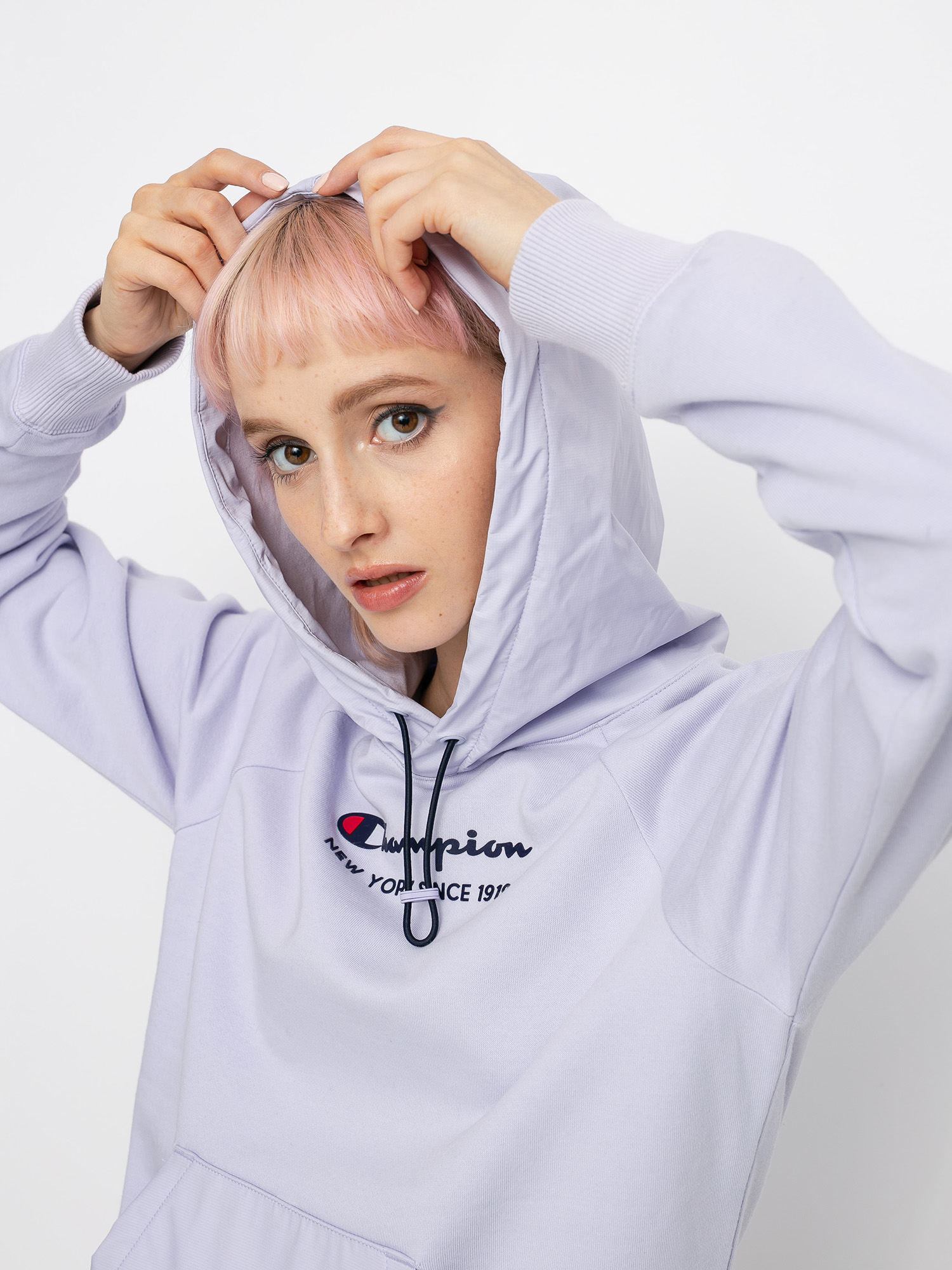 Hanorac cu glugă Champion Sweatshirt HD 113275 Wmn (lac/lac)