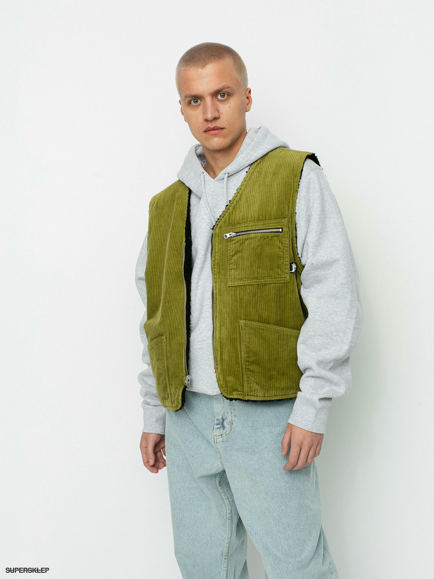 Vestă Stussy Wide Wale Reversible (green)