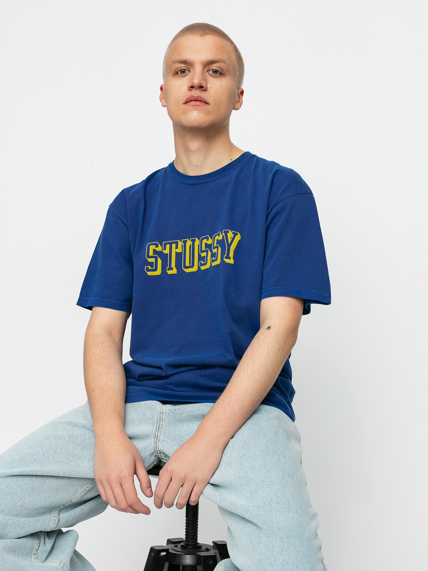 Stussy Tricou 3D Collegiate Pig. Dyed (dark blue)