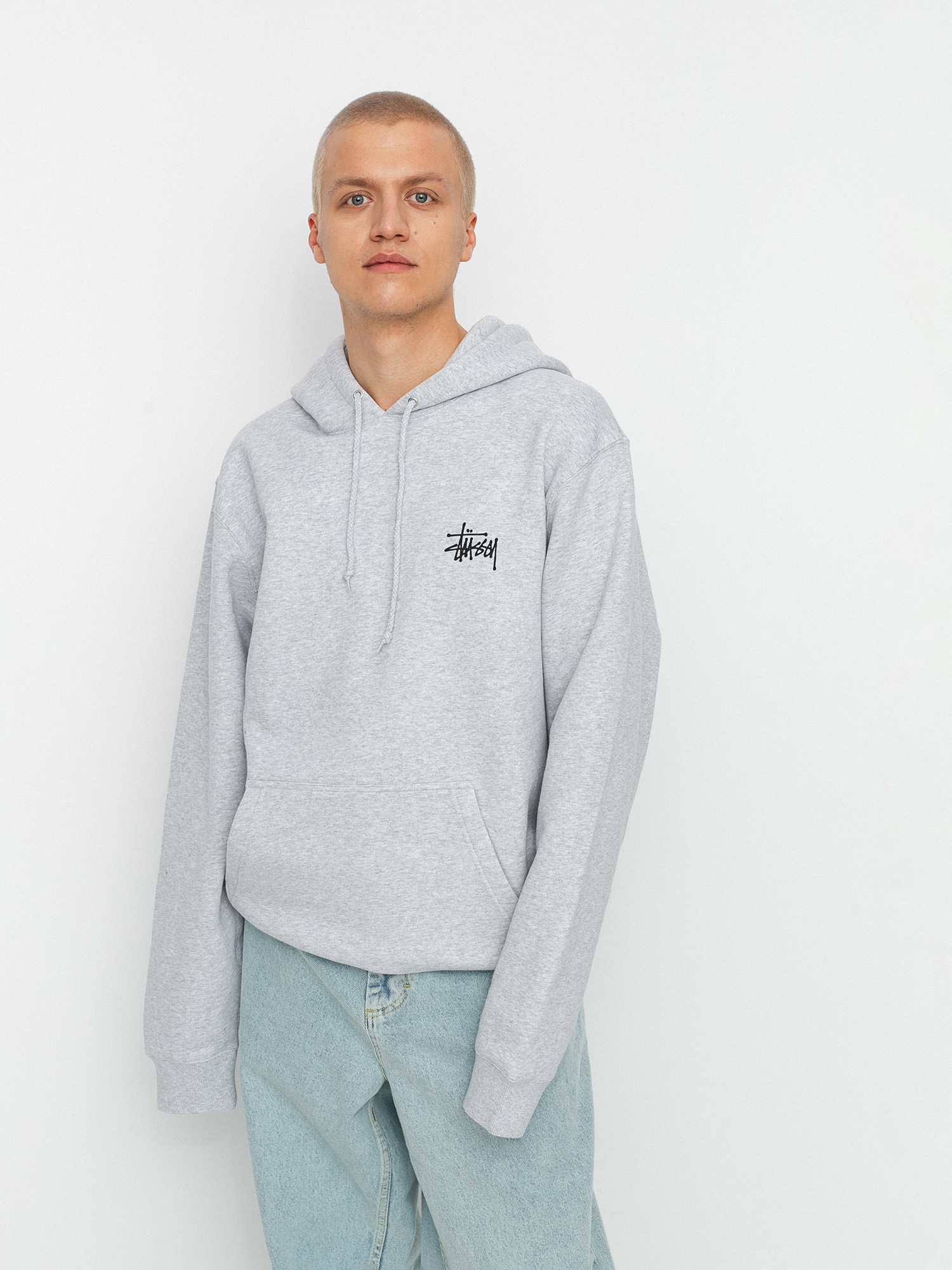 Stussy Hanorac cu glugă Basic HD (ash heather)
