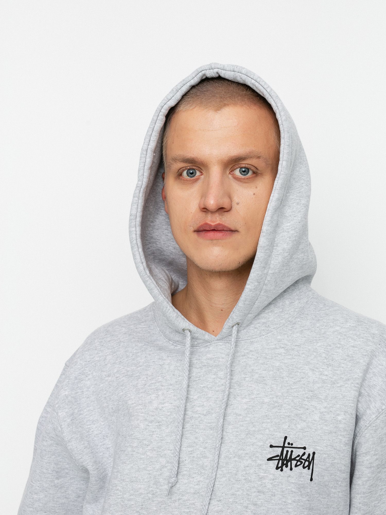 Stussy Hanorac cu glugă Basic HD (ash heather)