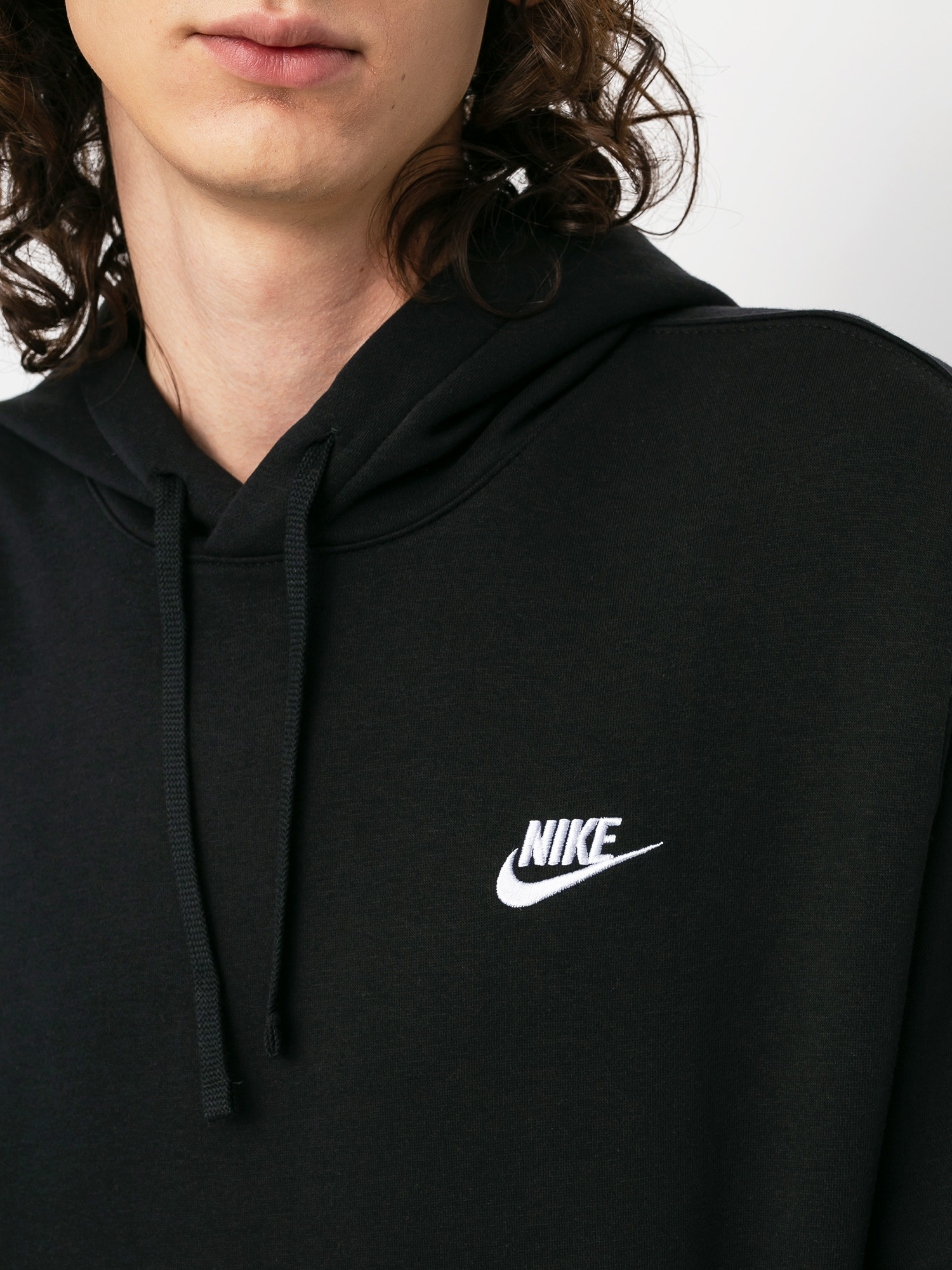 Nike Hanorac cu glugă Club Hoodie Po Bb HD (black/black/white)