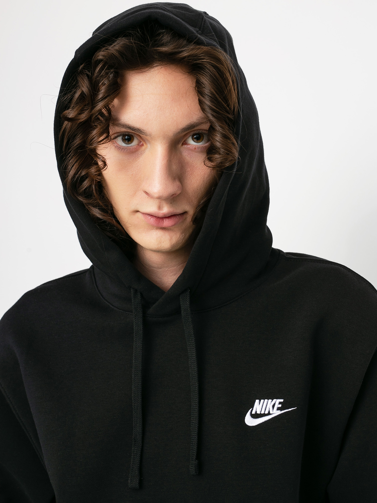 Nike Hanorac cu glugă Club Hoodie Po Bb HD (black/black/white)