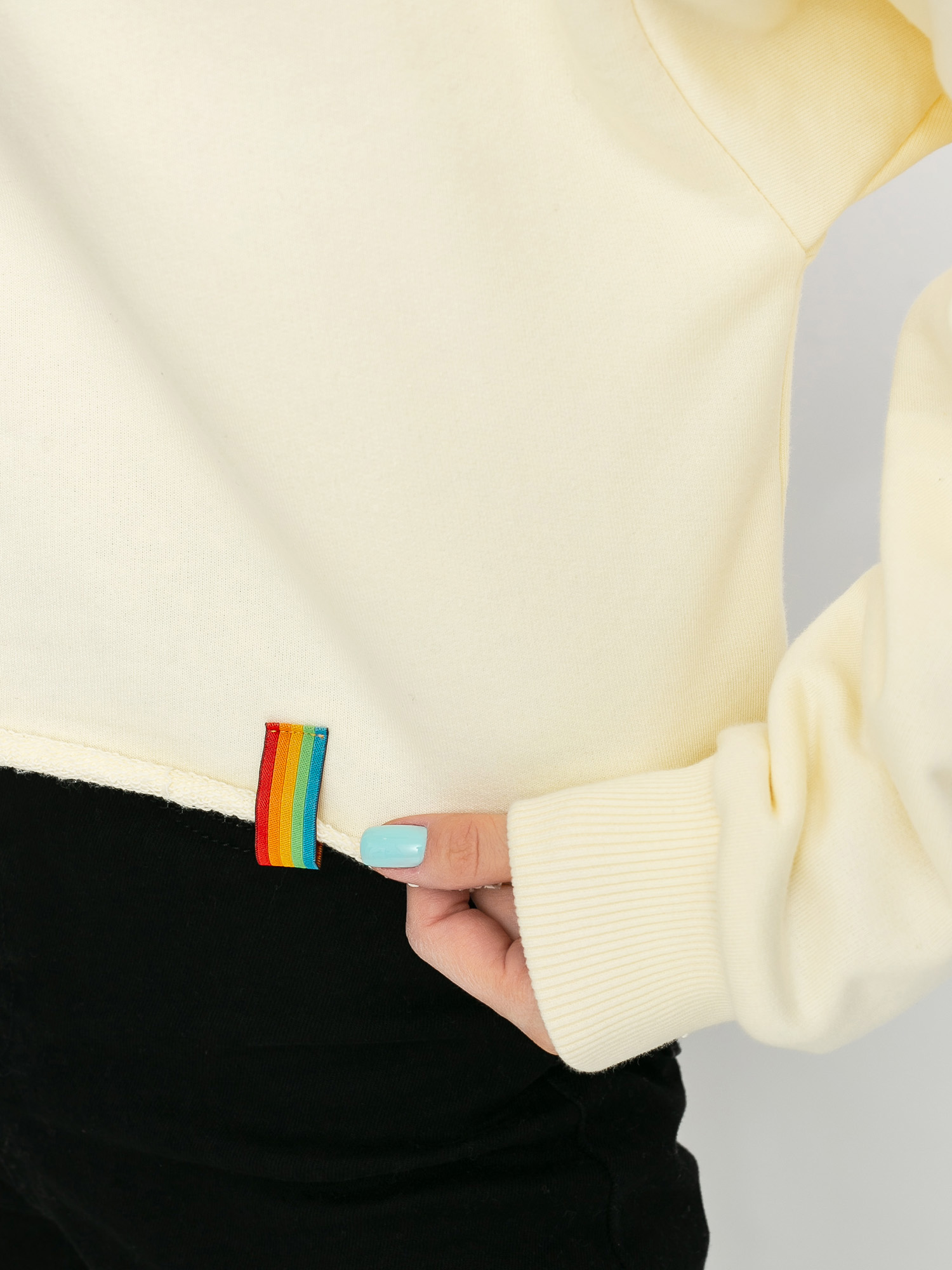 Hanorac cu glugă Local Heroes X Polaroid Ribbon Heart Cropped HD Wmn (cream)