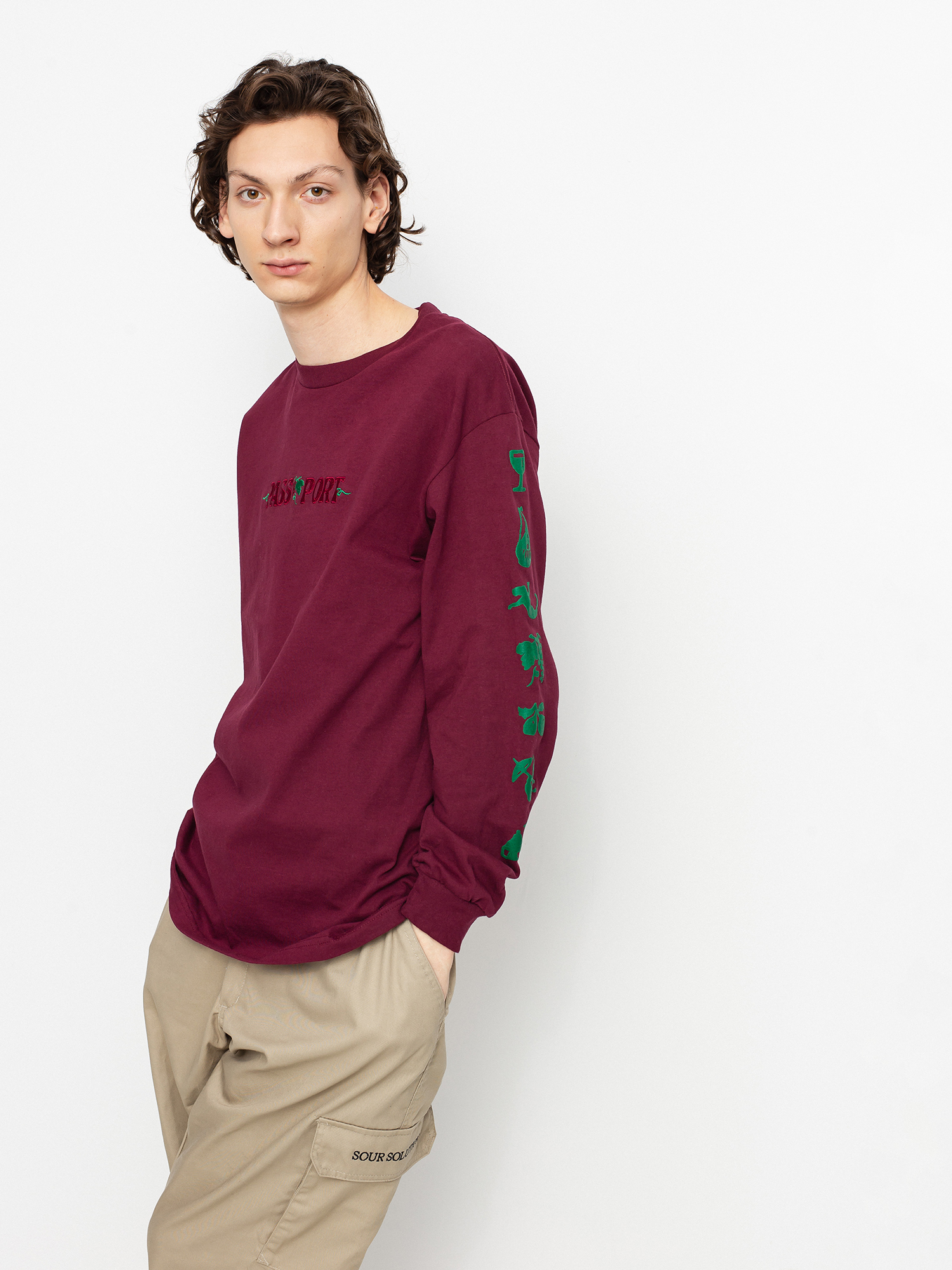 Tricou Pass Port Life Of Leisure Embroidery (maroon)