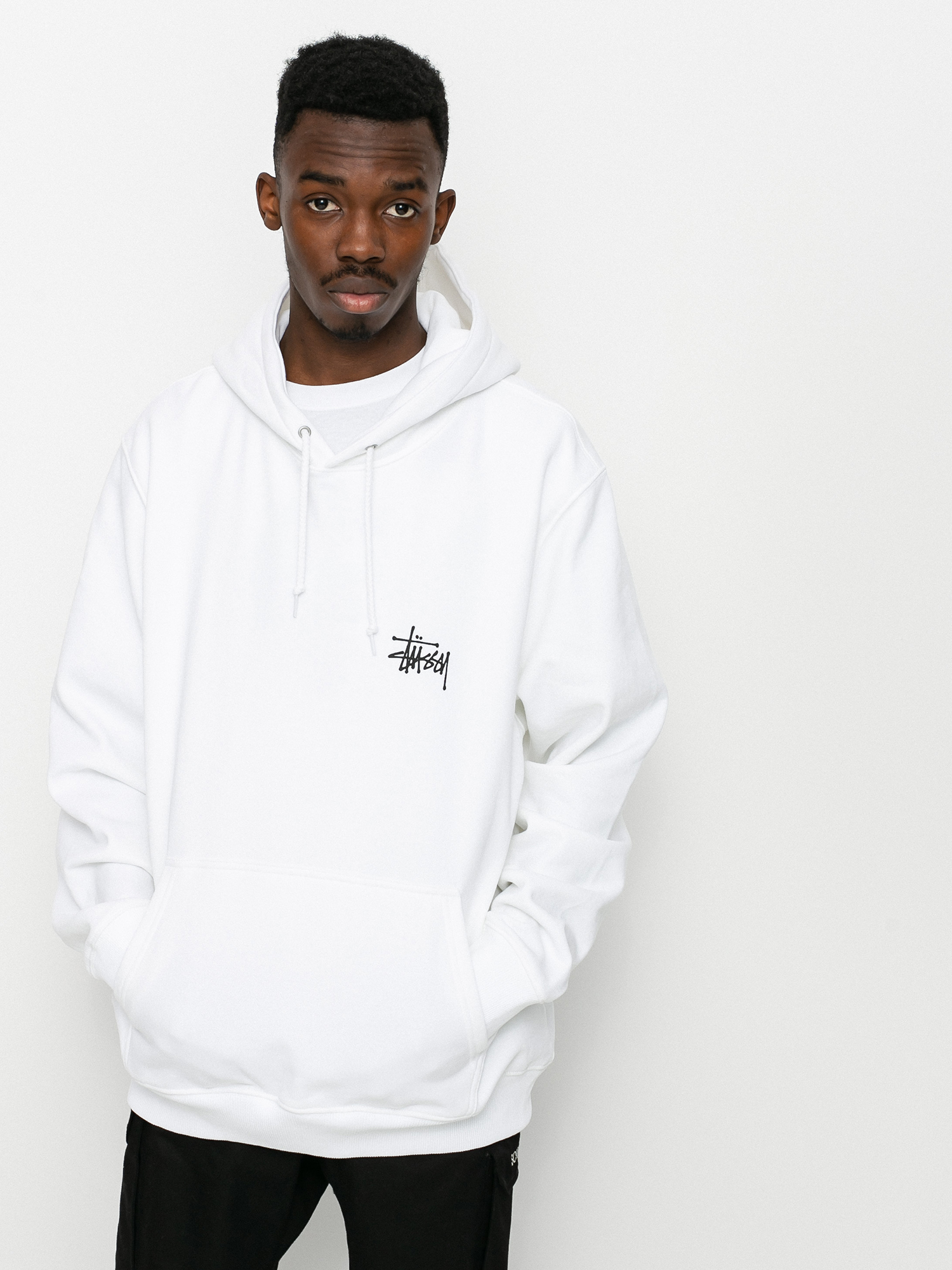 Stussy Hanorac cu glugă Basic HD (white)