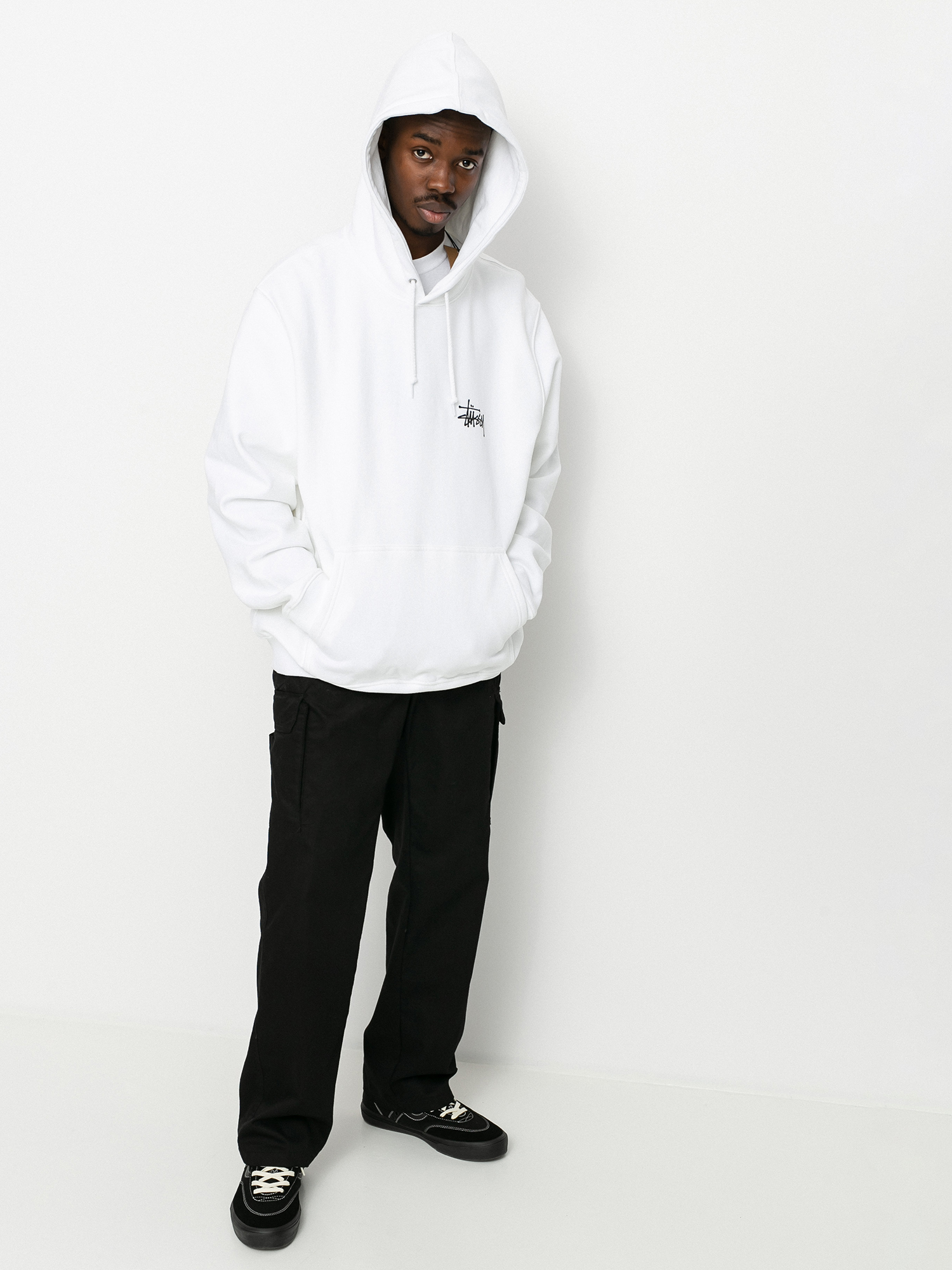 Stussy Hanorac cu glugă Basic HD (white)