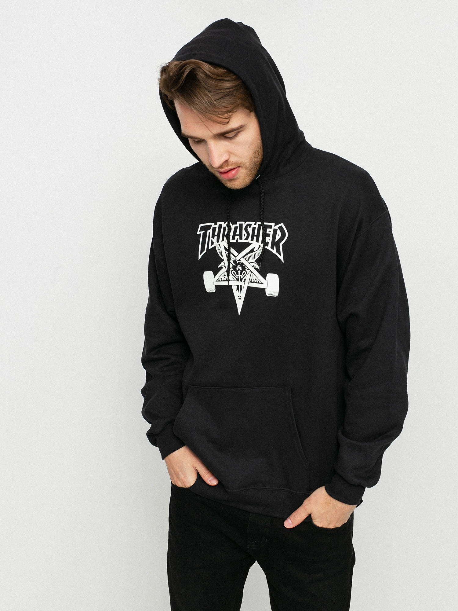 Hanorac cu glugă Thrasher Skate Goat HD (black/white)