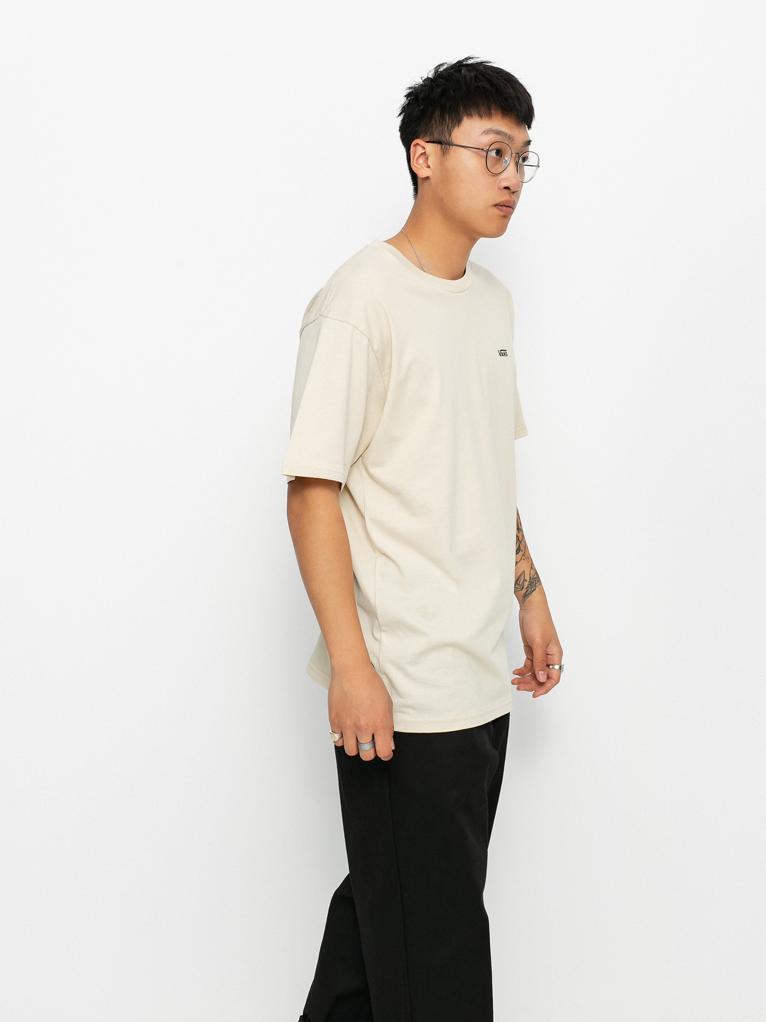 Tricou Vans Left Chest Logo (oatmeal/black)