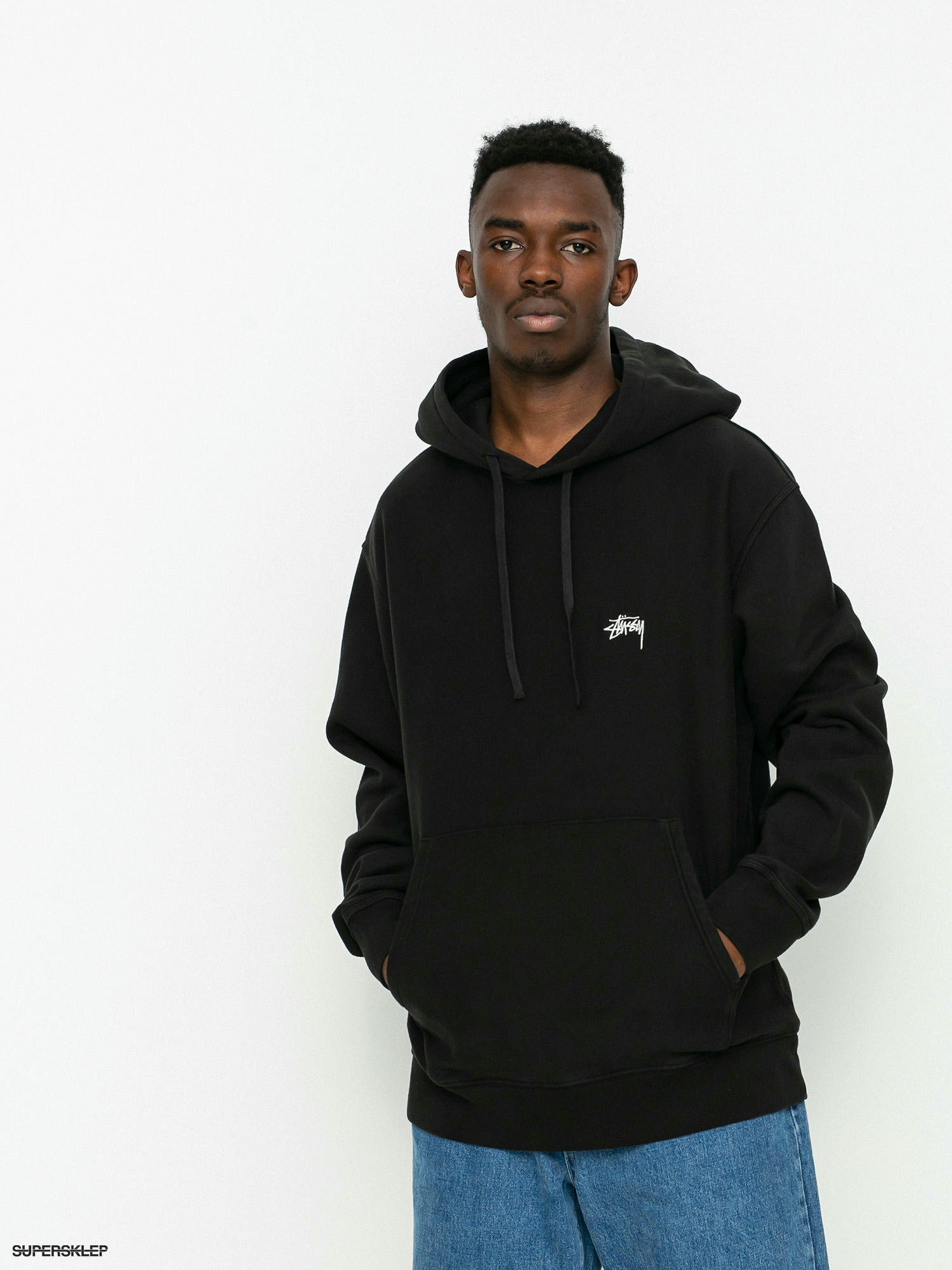 Hanorac cu glugă Stussy Stock Logo HD - negru (black)