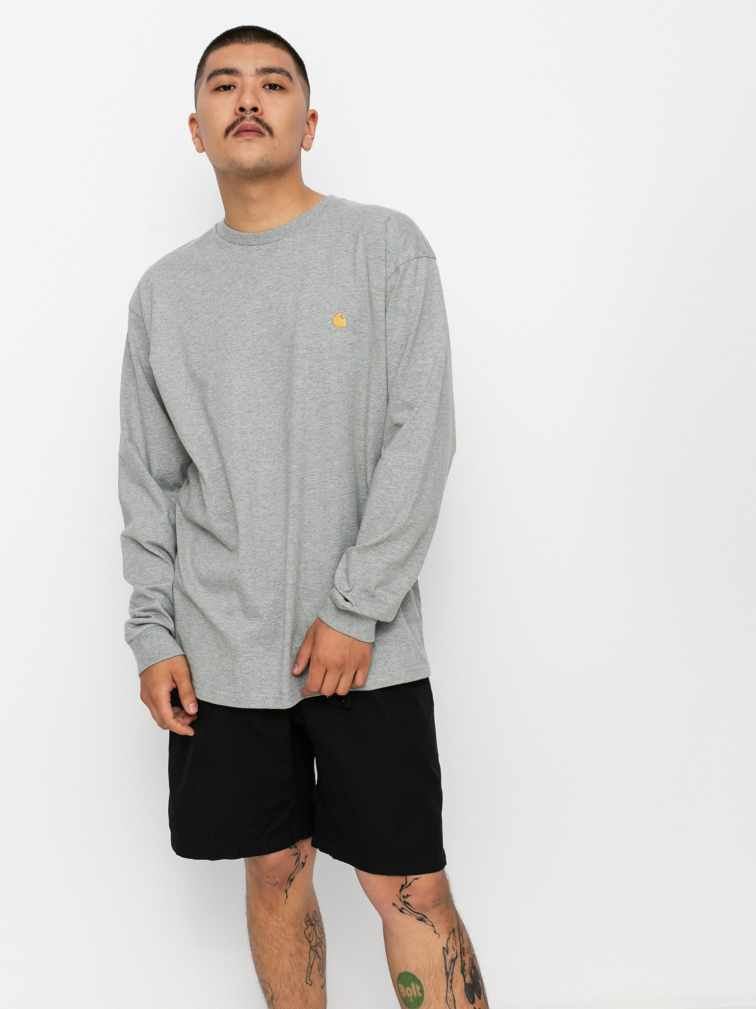 Tricou Carhartt WIP Chase (grey heather/gold)