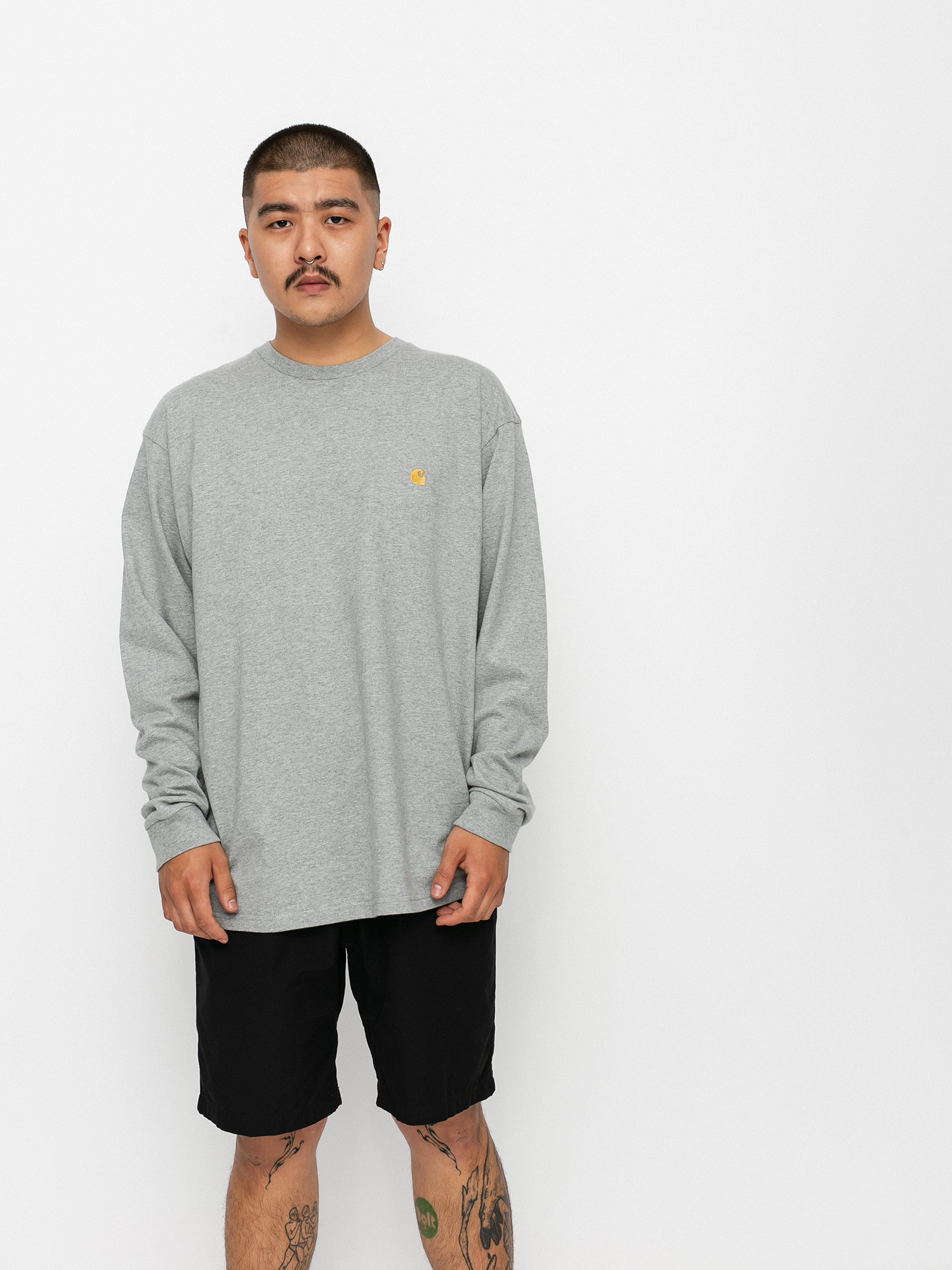 Tricou Carhartt WIP Chase (grey heather/gold)