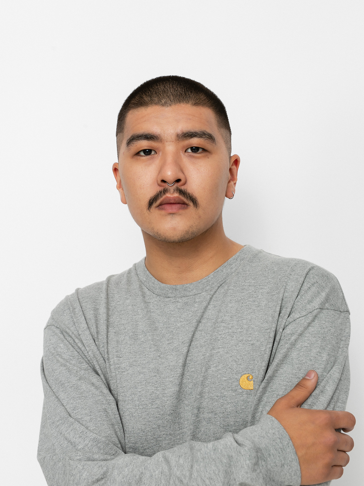 Tricou Carhartt WIP Chase (grey heather/gold)