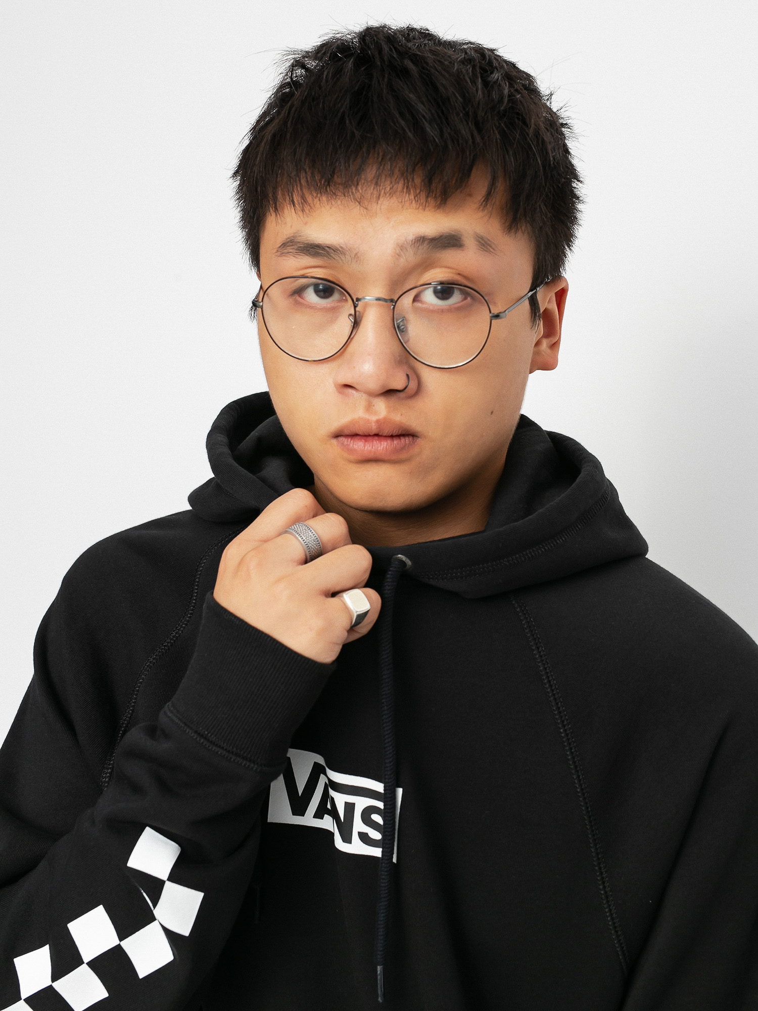 Hanorac cu glugă Vans Versa Standard HD (black/checkerboard)