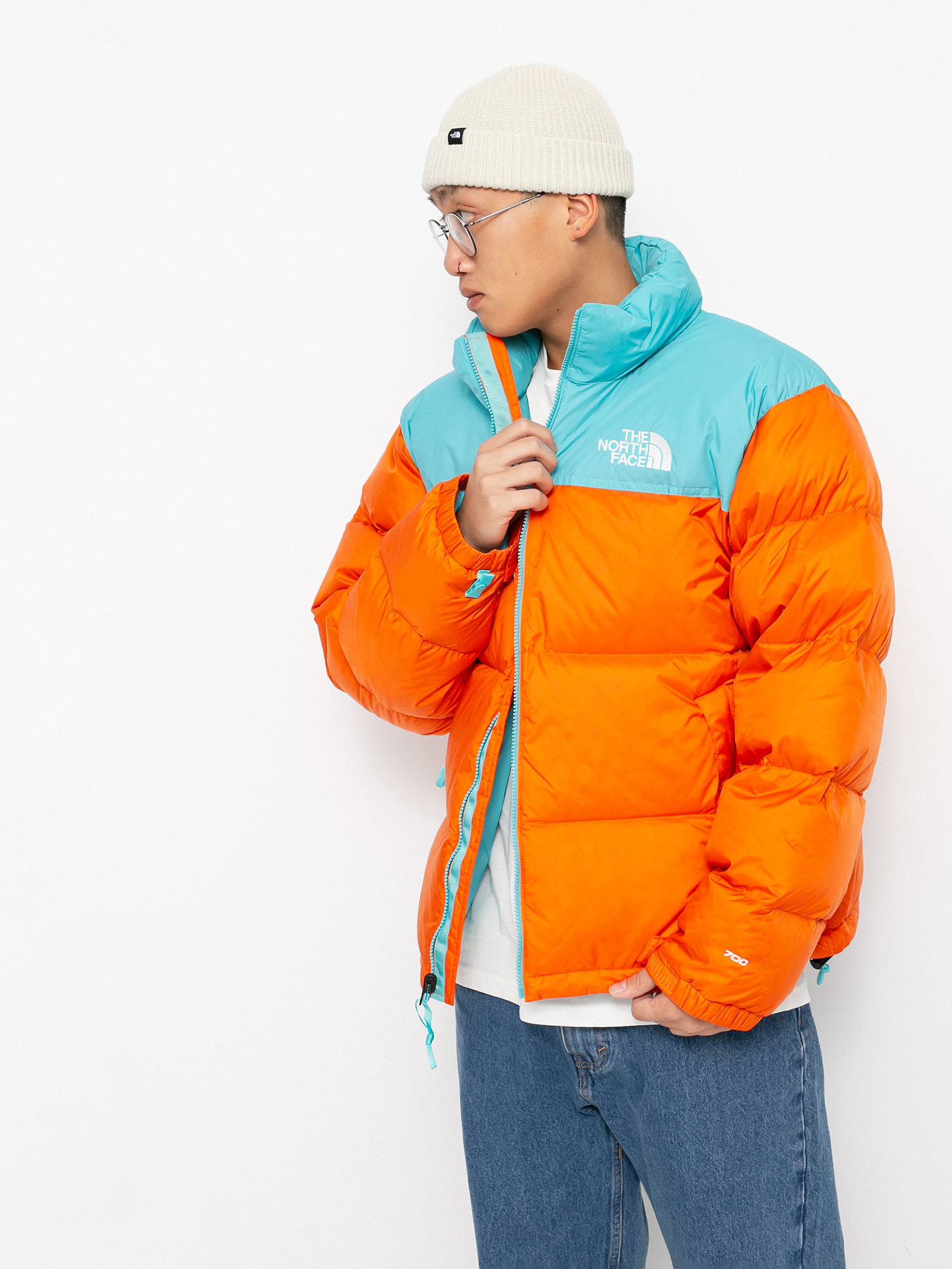 Geacă The North Face 1996 Retro Nuptse (red orange/transantarctic blue)