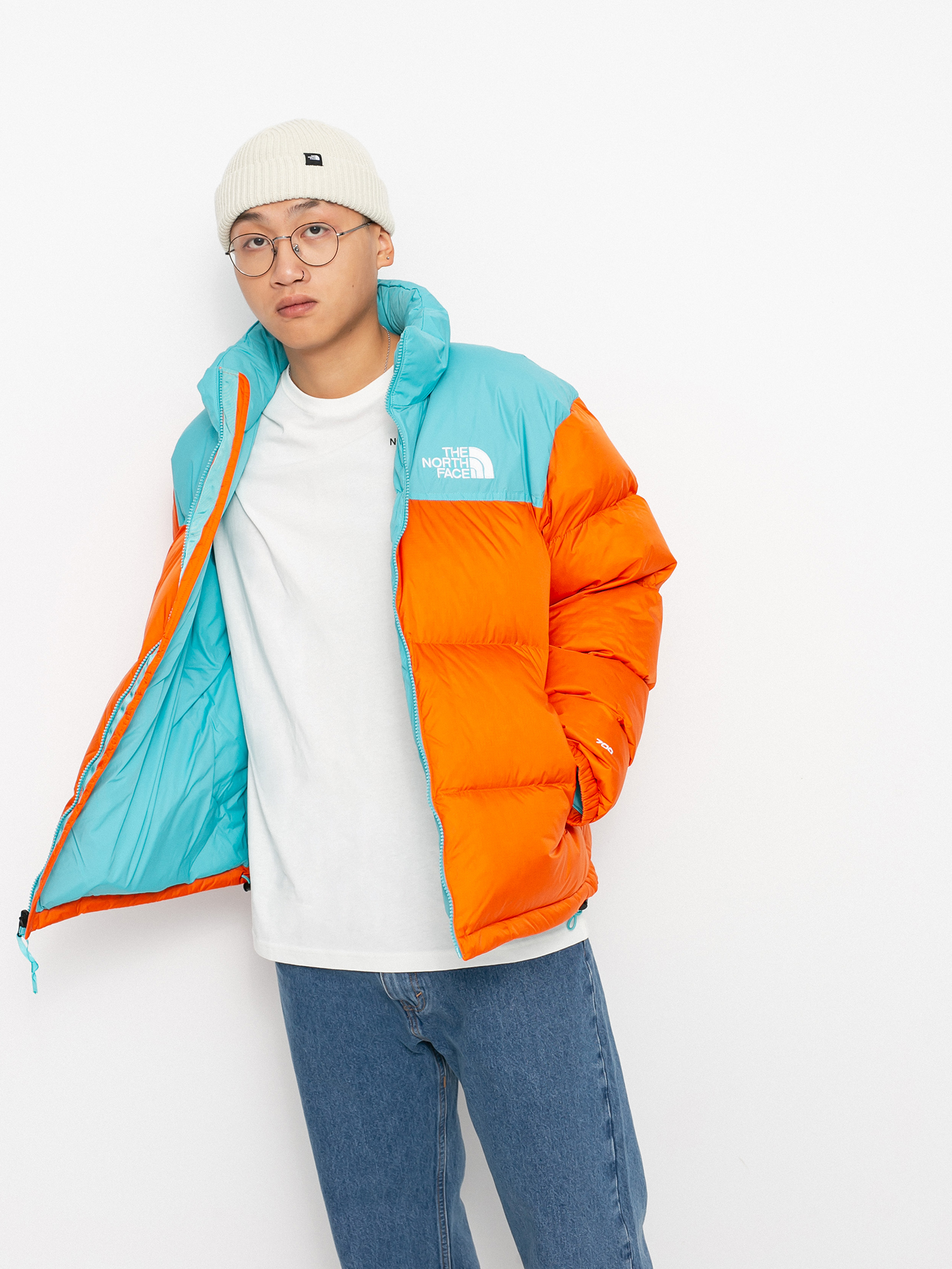 Geacă The North Face 1996 Retro Nuptse (red orange/transantarctic blue)