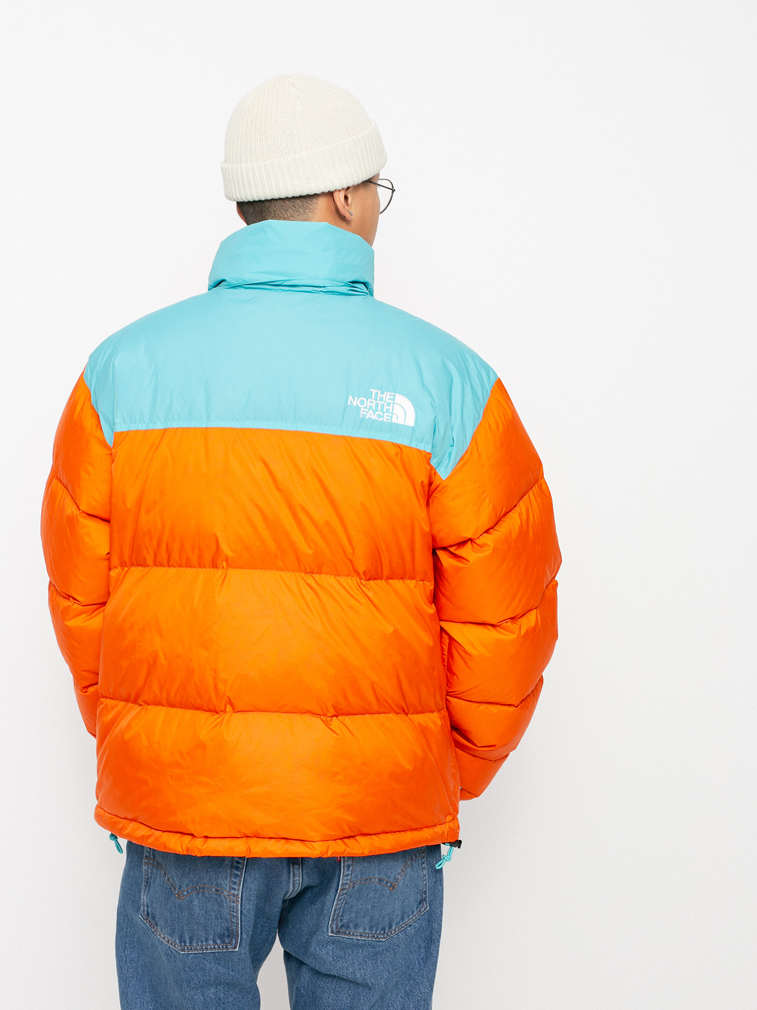 Geacă The North Face 1996 Retro Nuptse (red orange/transantarctic blue)
