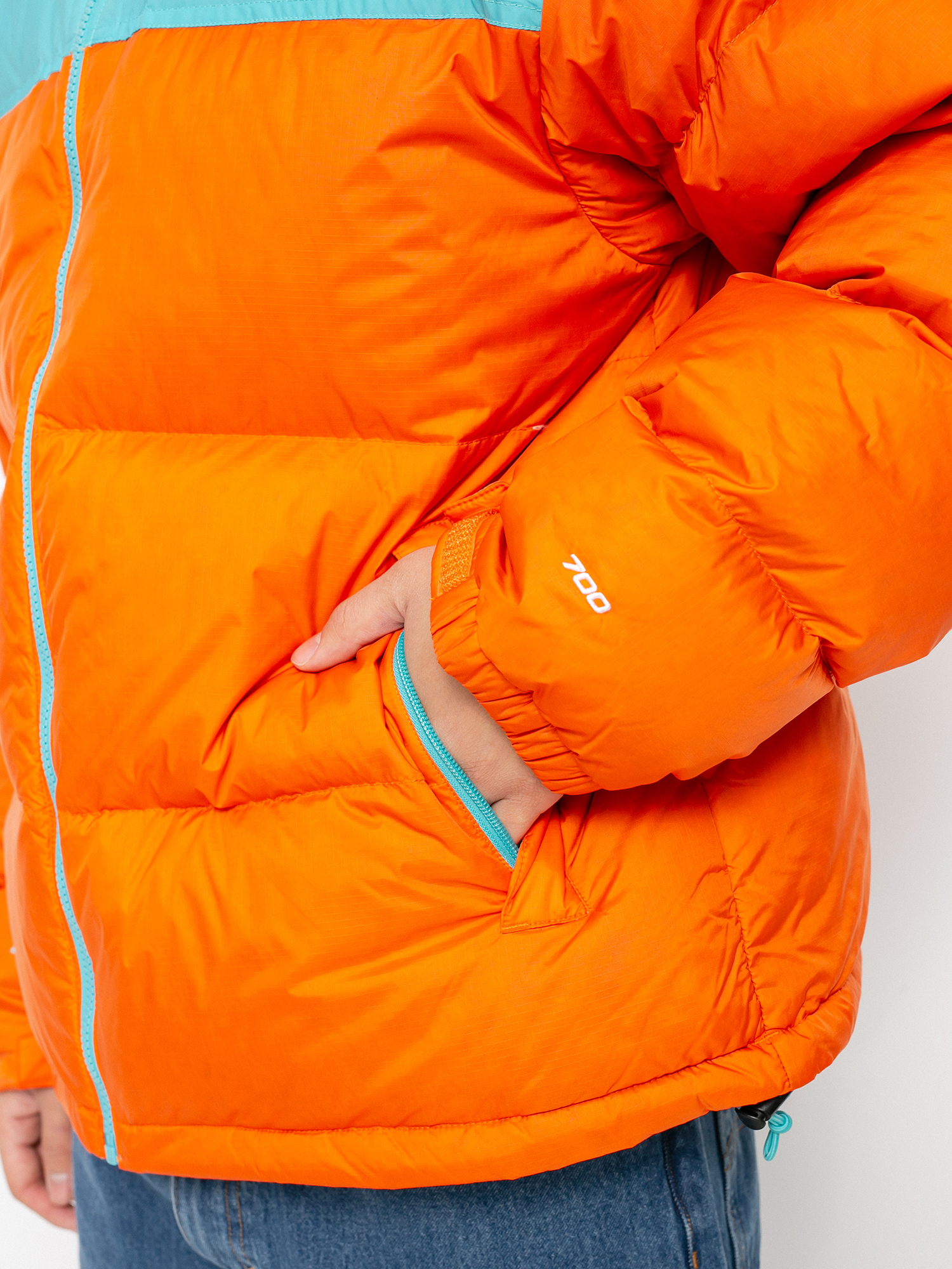 Geacă The North Face 1996 Retro Nuptse (red orange/transantarctic blue)