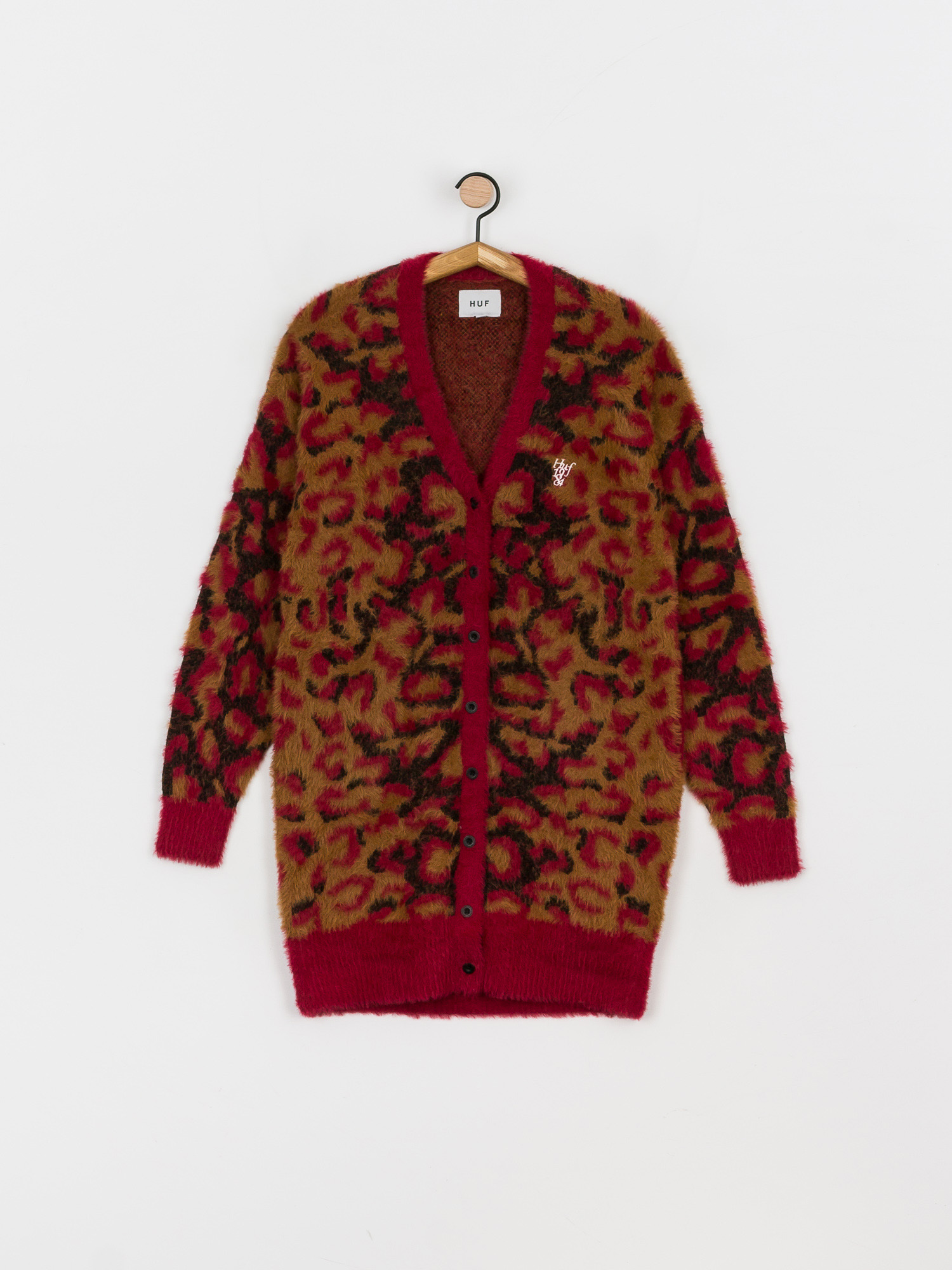 Pulover HUF Leopard Knit Duster Wmn (bloodstone)