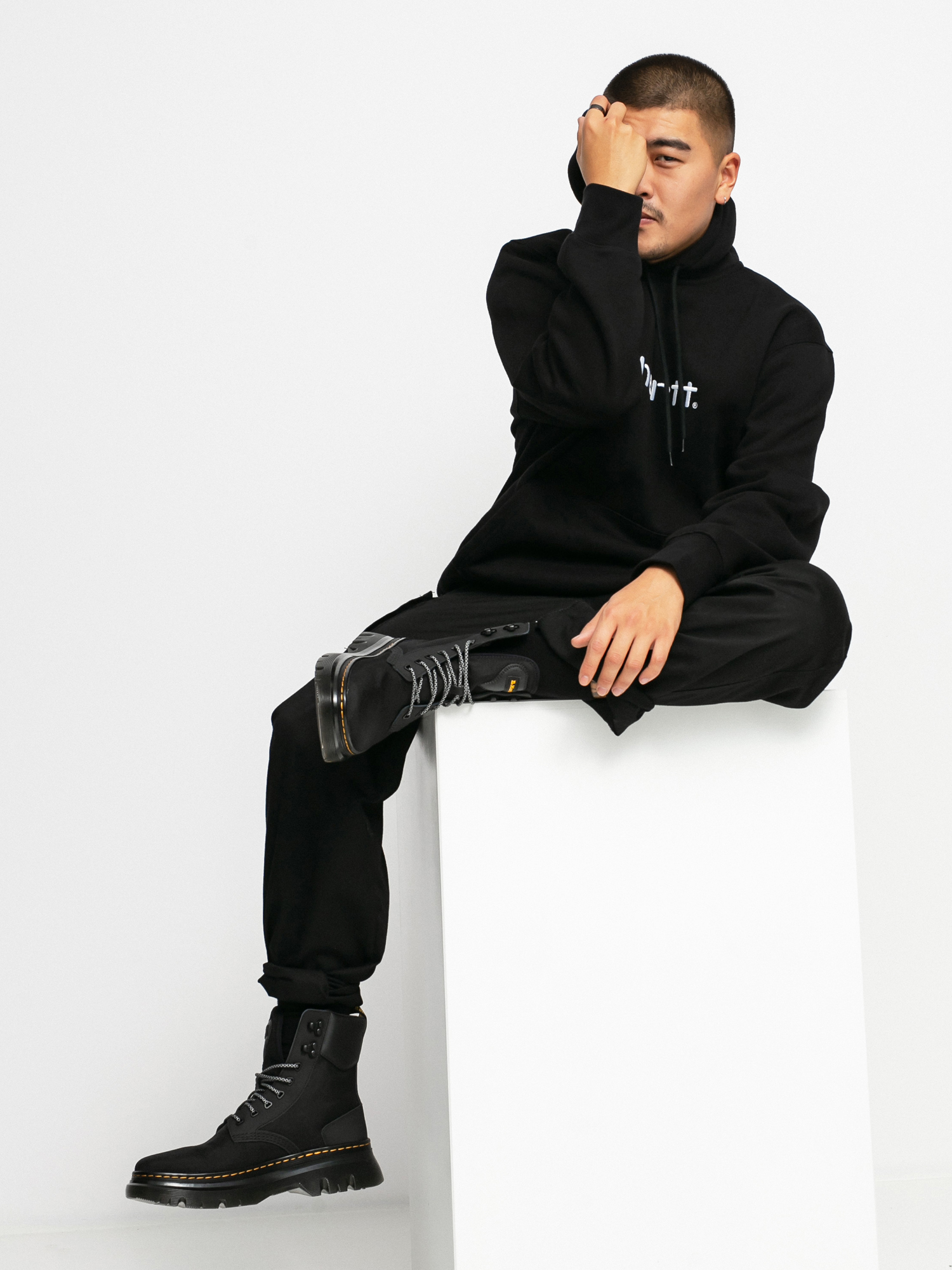 Hanorac cu glugă Carhartt WIP Carhartt HD (black/white)