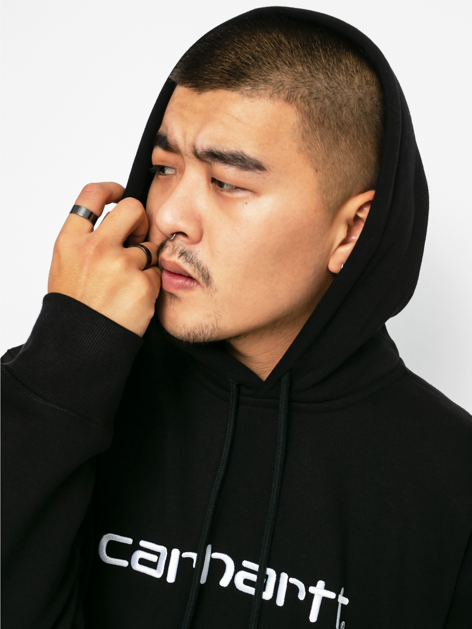 Hanorac cu glugă Carhartt WIP Carhartt HD (black/white)